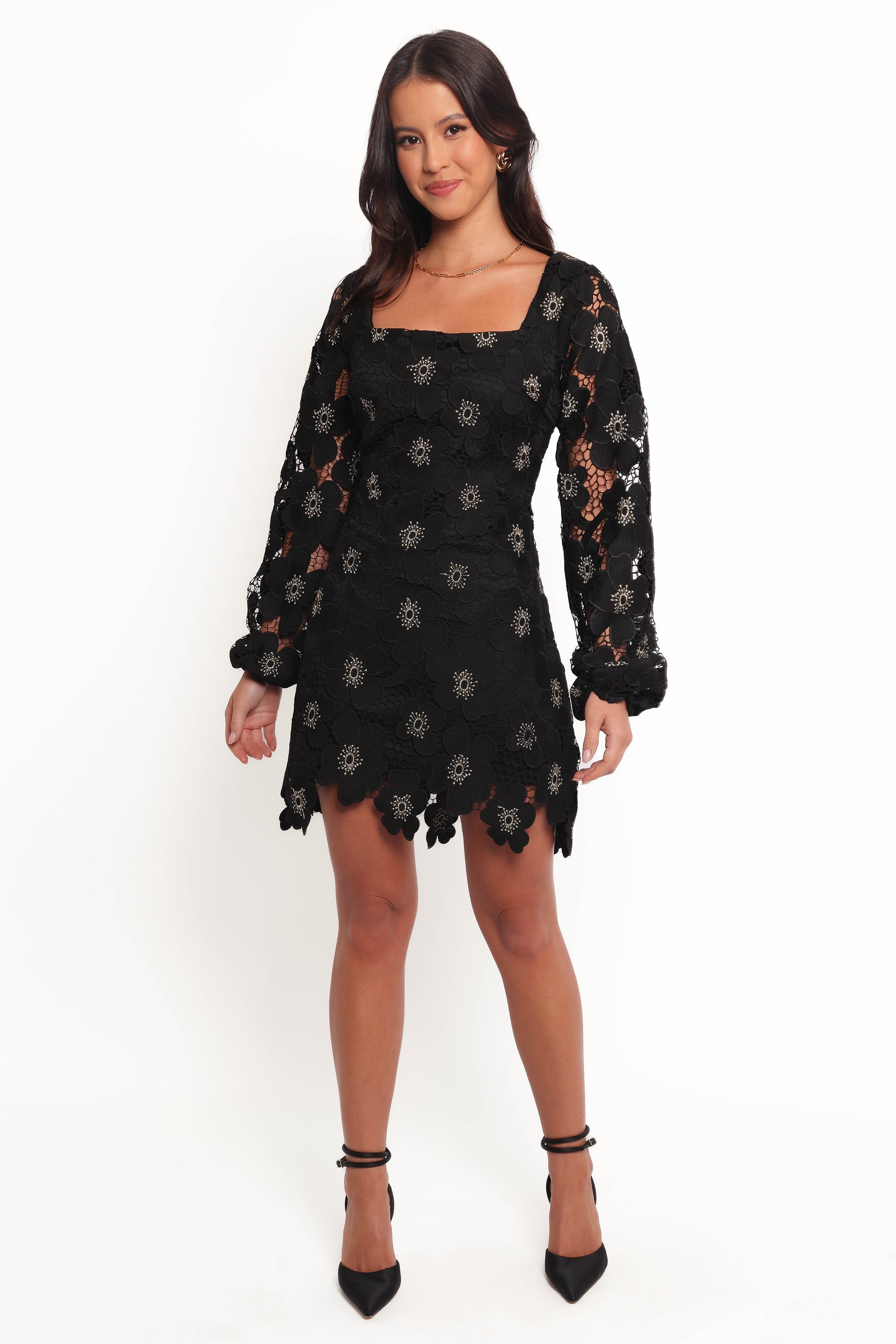 Bardley Long Sleeve Mini Dress - Black-Charming Rule