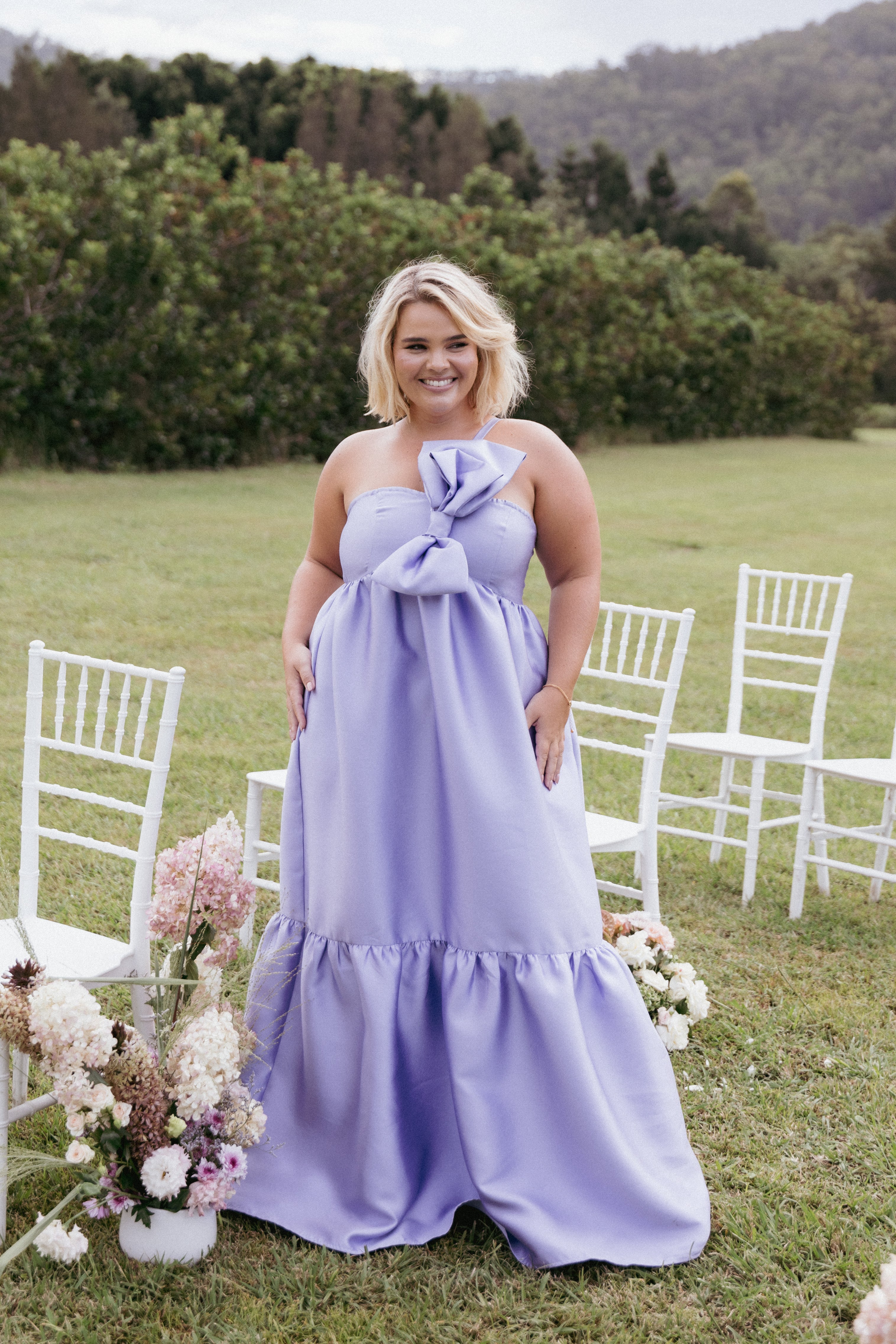 Betina Bow Front Maxi Dress - Lilac-Charming Rule