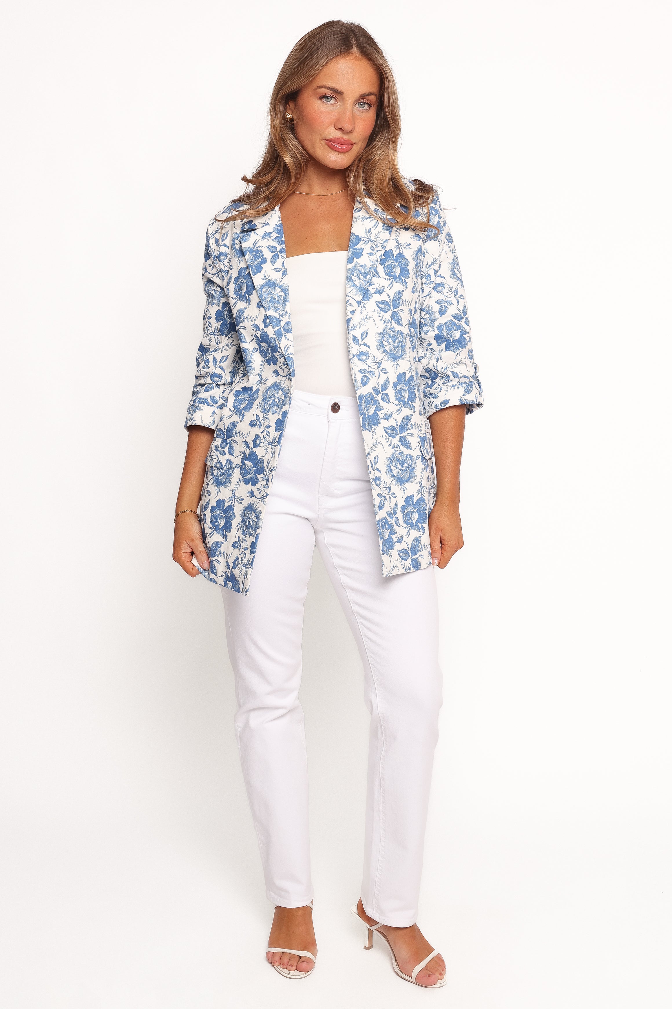 Billie Blazer - White/Blue-Charming Rule