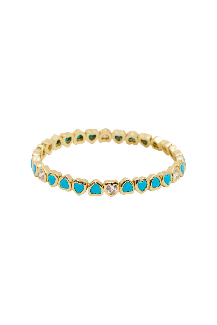 Erin Wachs Small Heart Stretch Bracelet - BLUE-Charming Rule