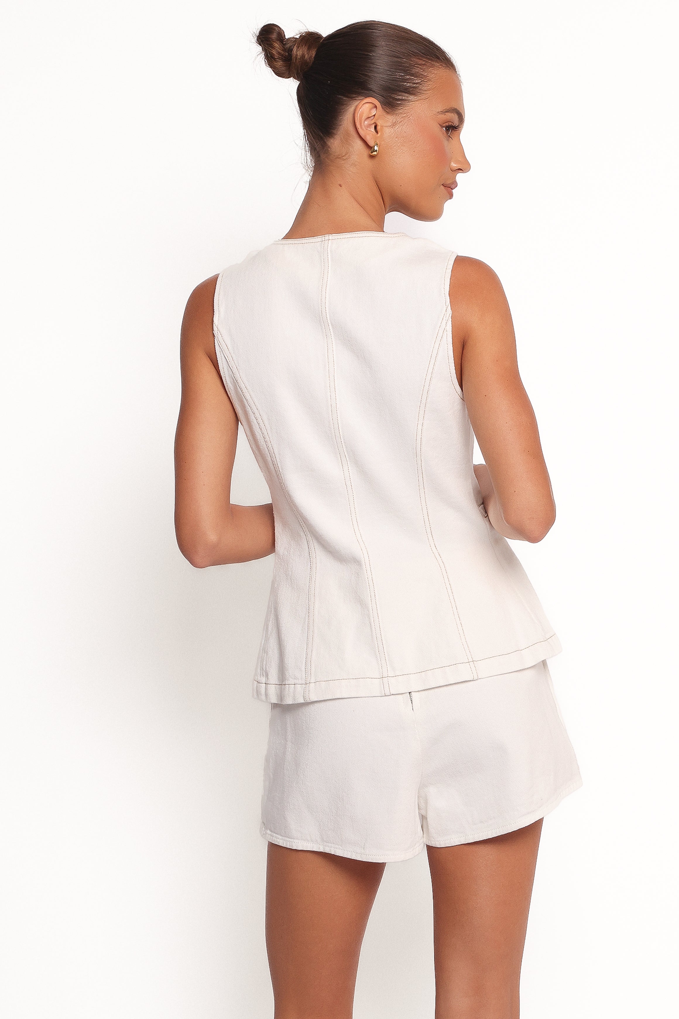 Kristy Denim Vest - White-Ladys Street