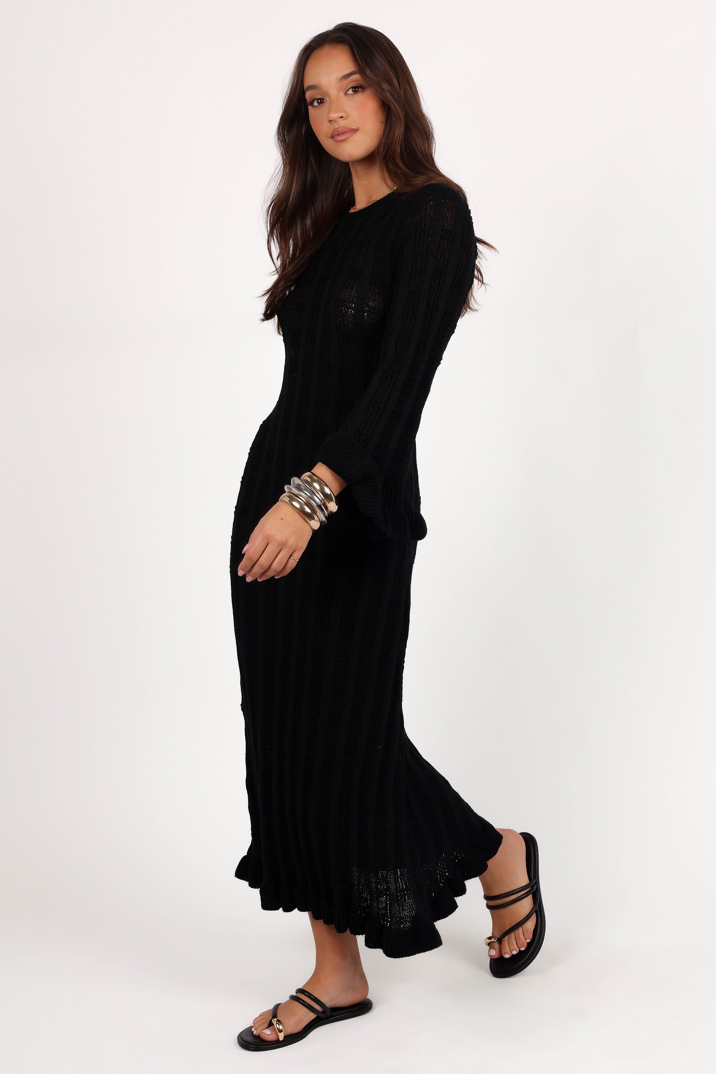 Colter Long Sleeve Maxi Dress - Black-Charming Rule