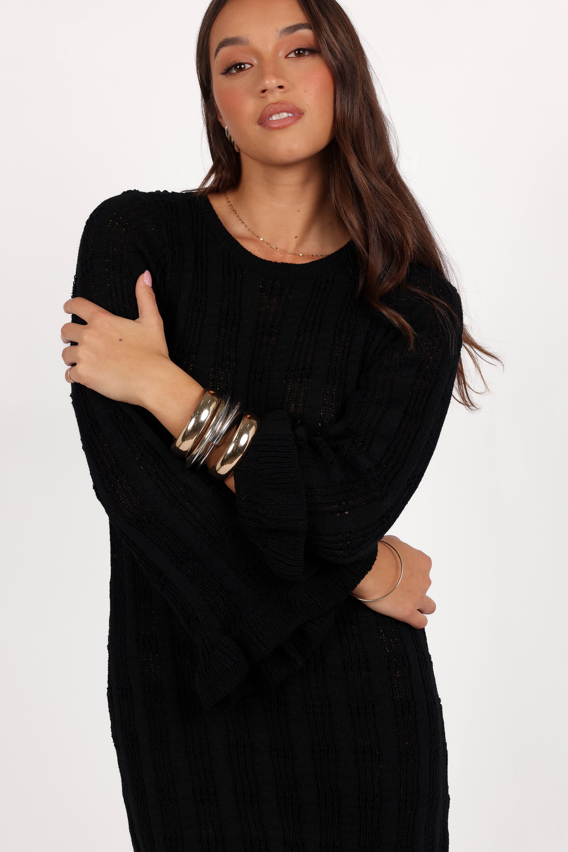 Colter Long Sleeve Maxi Dress - Black-Charming Rule