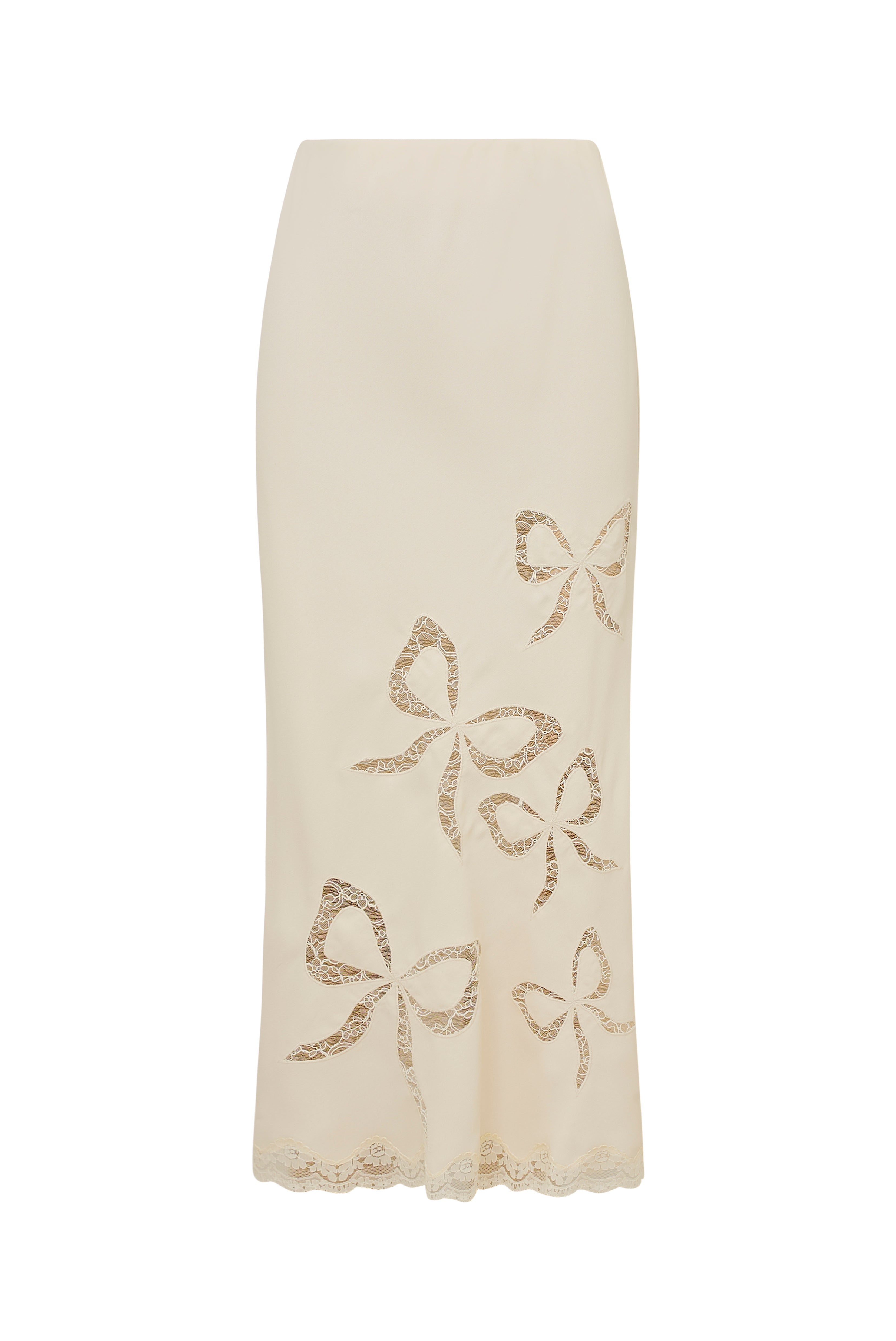 Darion Scallop Lace Bow Midi Skirt-Charming Rule