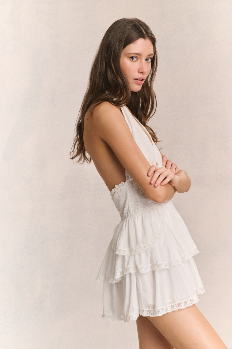 Deanna Halter Mini Dress - TRUE WHITE-Charming Rule