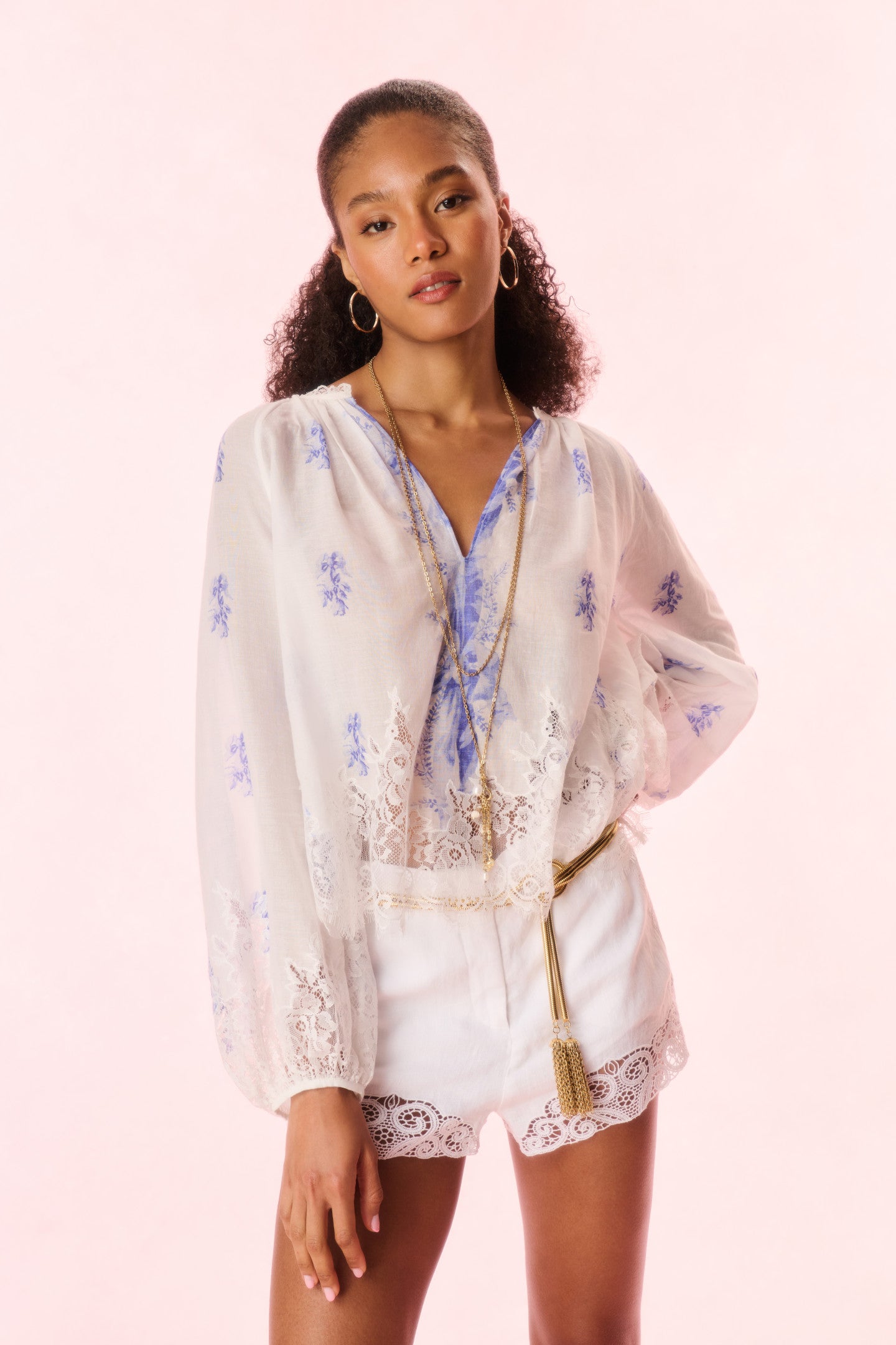 Dresner Cotton Lace-Trimmed Blouse-Charming Rule