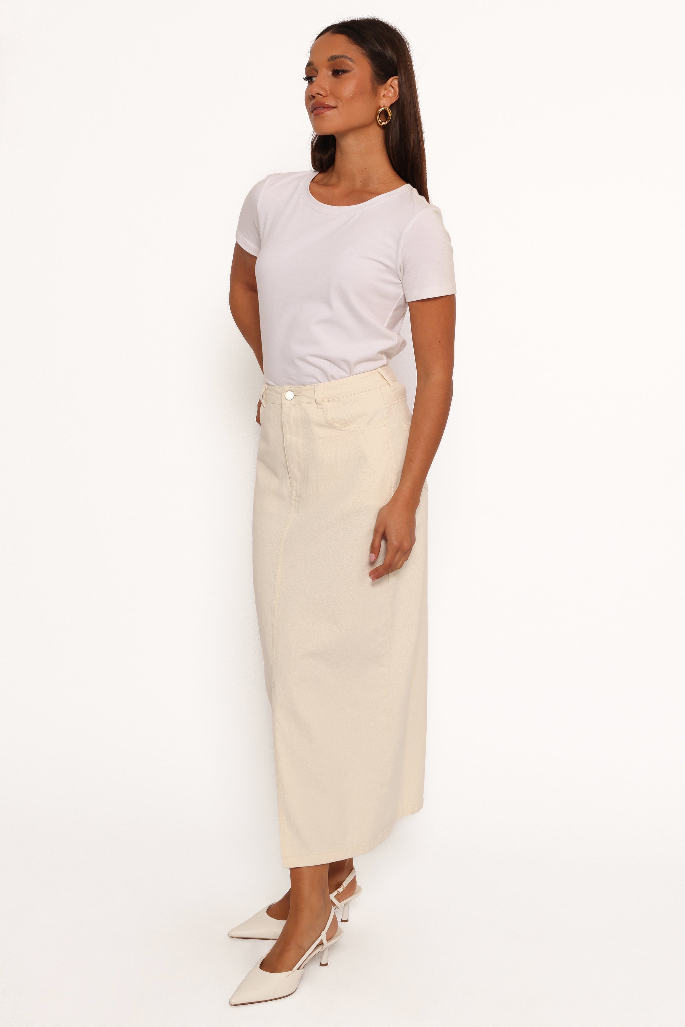 Kellen Corduroy Midi SKirt - Cream-Ladys Street