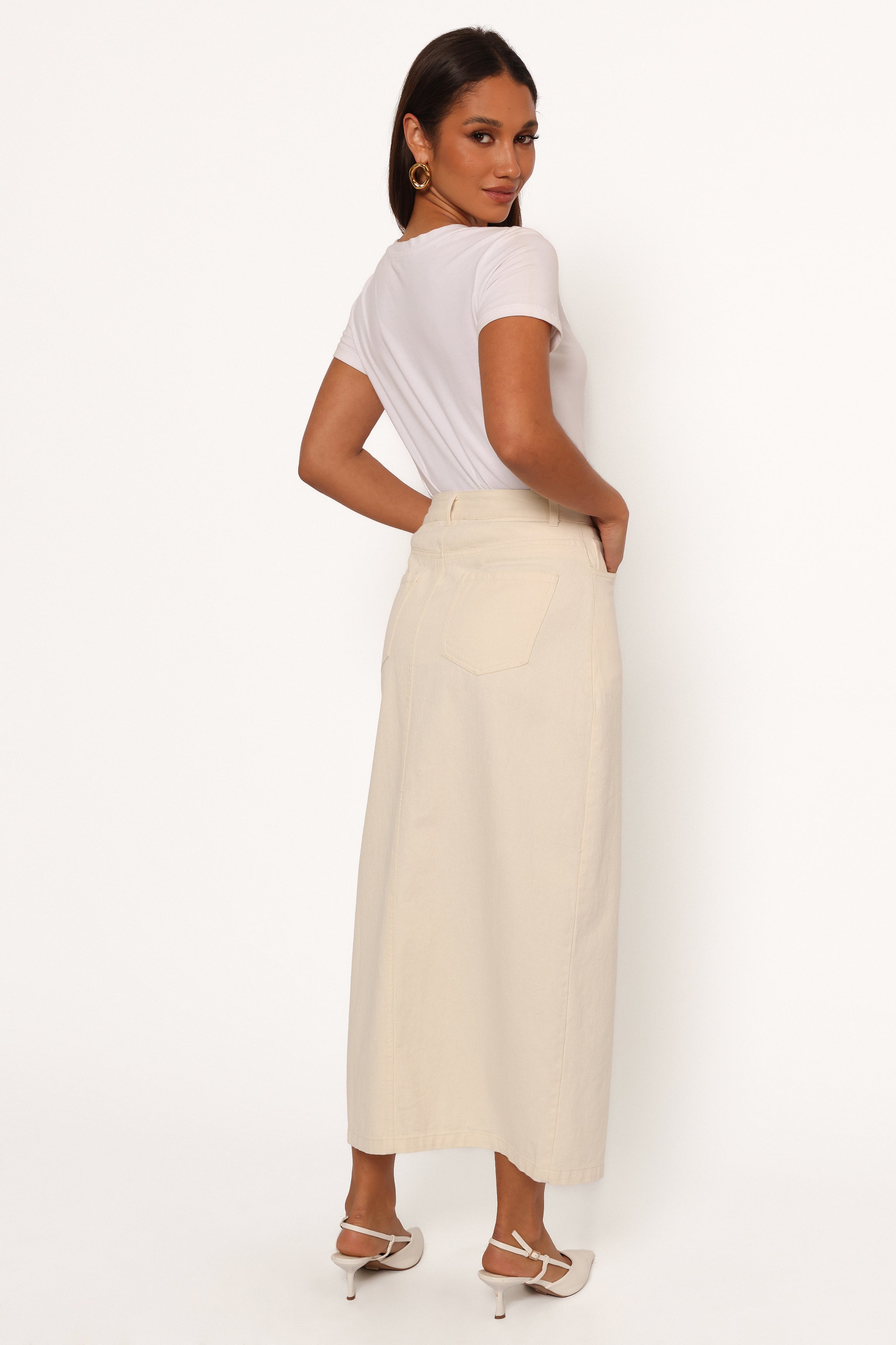 Kellen Corduroy Midi SKirt - Cream-Ladys Street