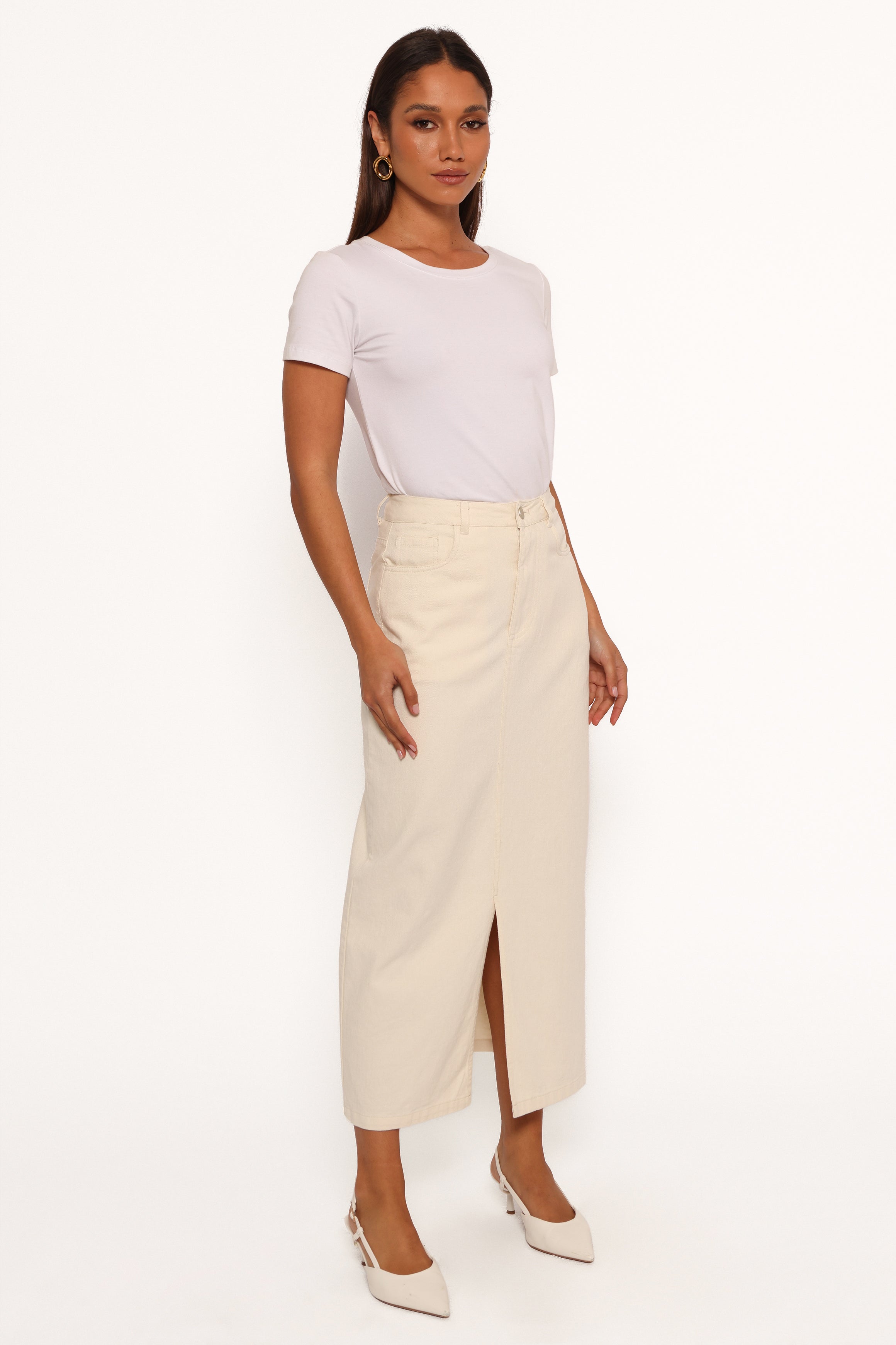 Kellen Corduroy Midi SKirt - Cream-Ladys Street