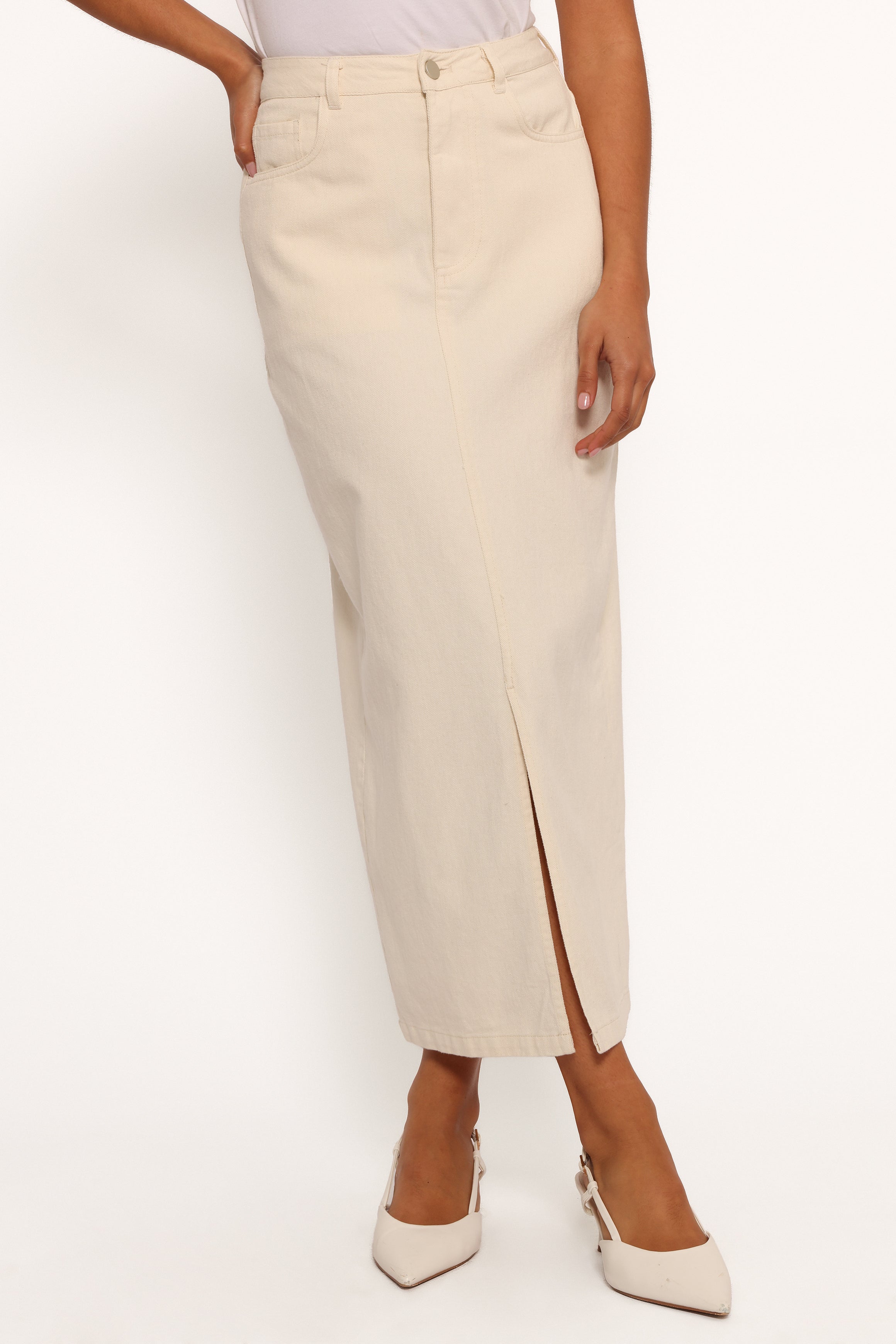 Kellen Corduroy Midi SKirt - Cream-Ladys Street