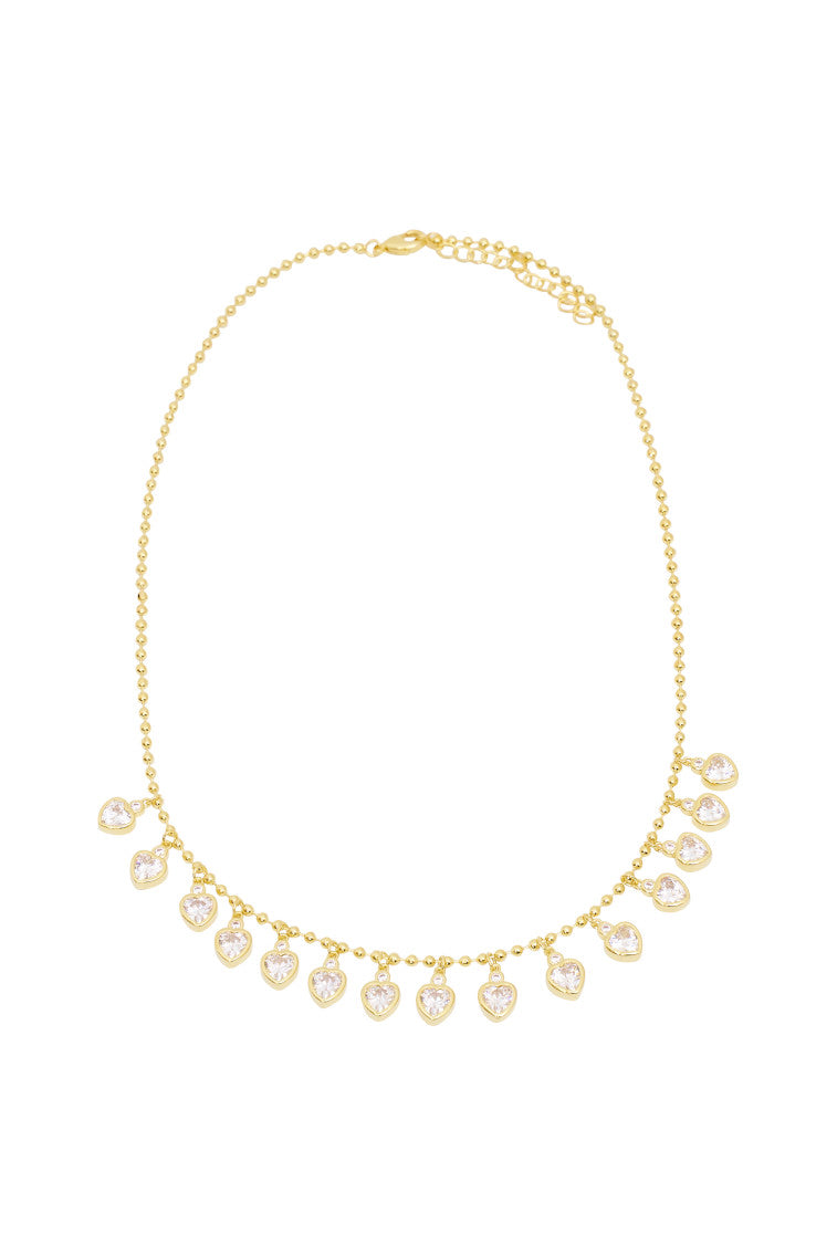 Erin Wachs Gold Heart Tennis Necklace-Charming Rule