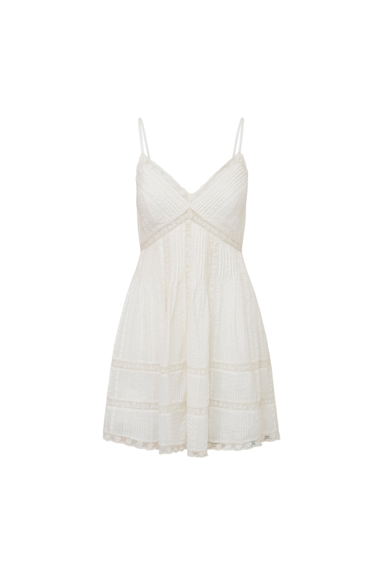 Docila Cotton Mini Dress - WHITE-Charming Rule