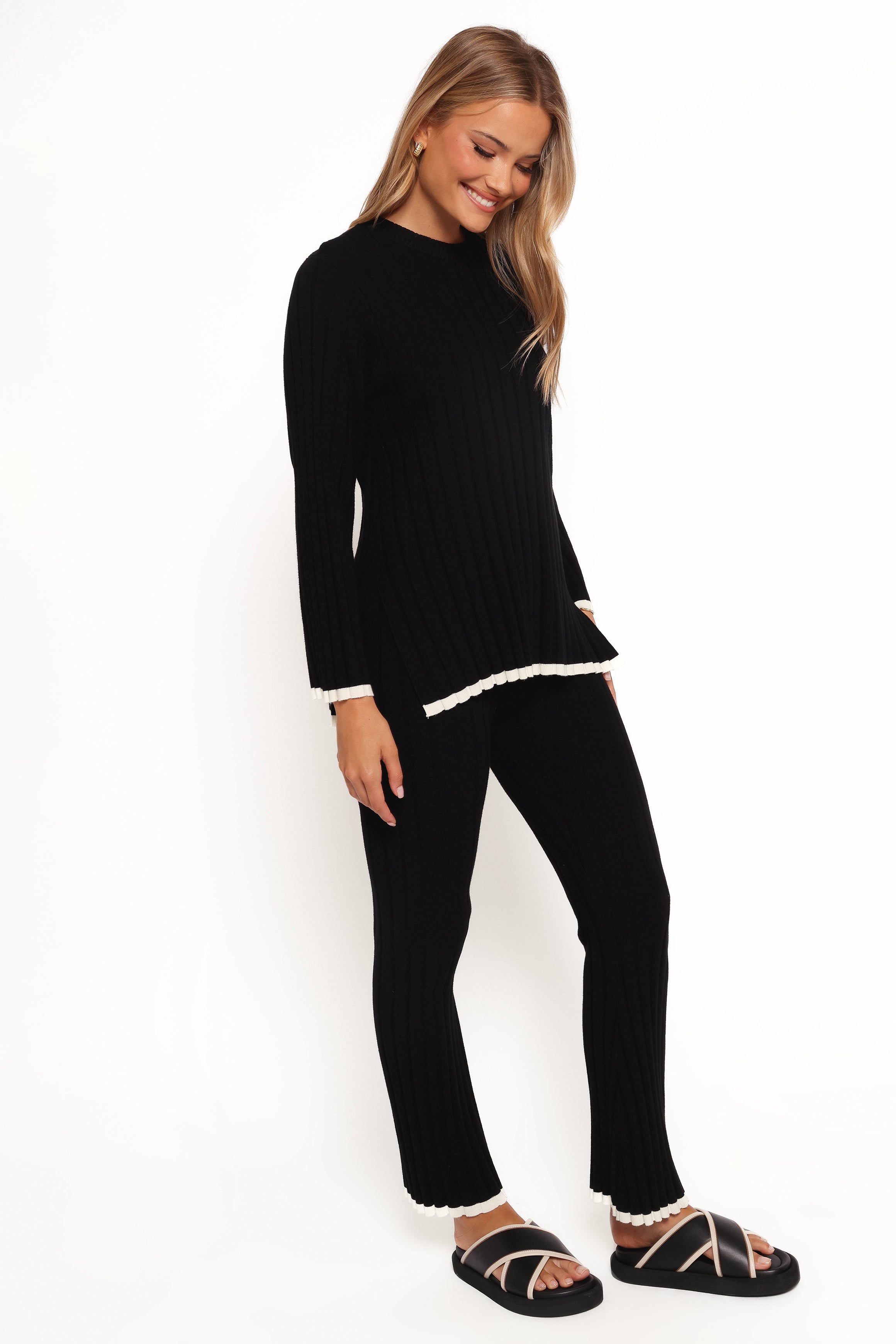 Dora Knit Pant - Black-Ladys Street
