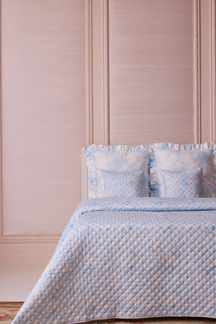 Floral Quilted Pillow - WHISPER BLUE-Charming Rule