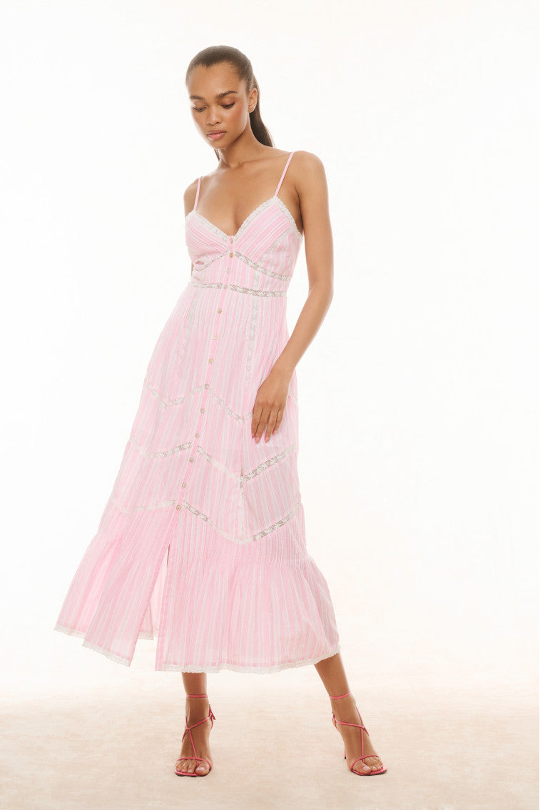 Esilda Cotton Midi Dress - CAPTIVA PINK-Charming Rule