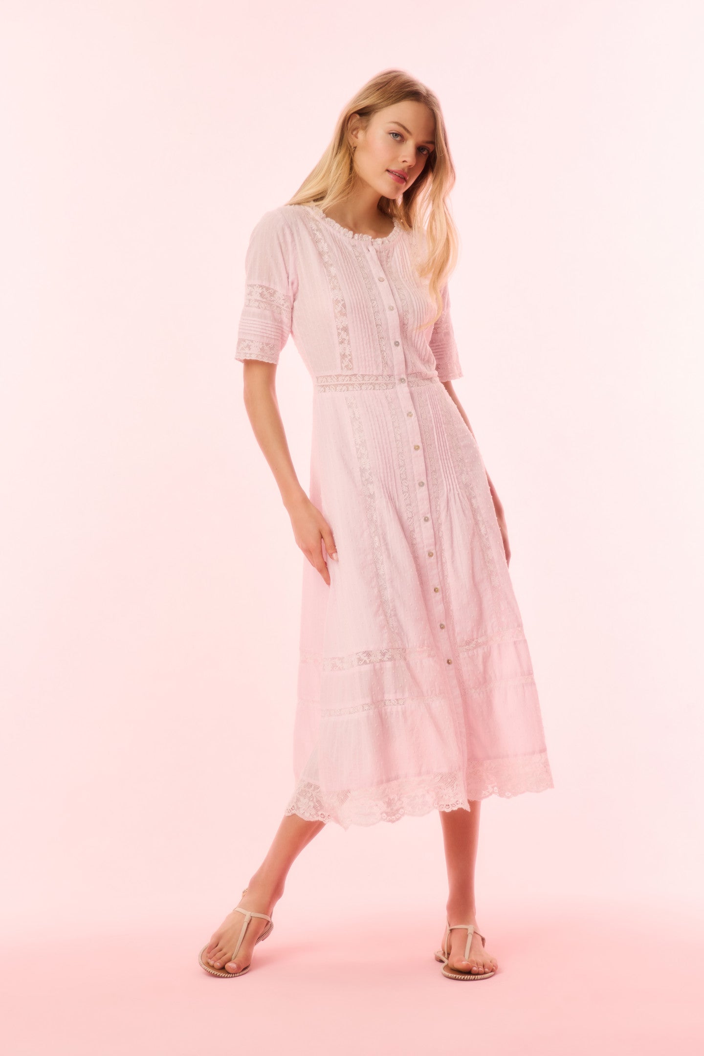 Francilla Cotton Midi Dress - BALLERINA PINK-Charming Rule