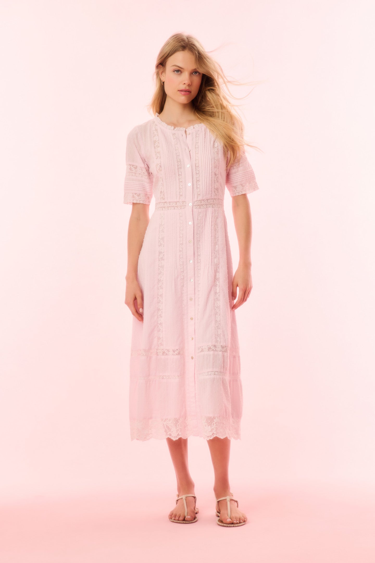 Francilla Cotton Midi Dress - BALLERINA PINK-Charming Rule