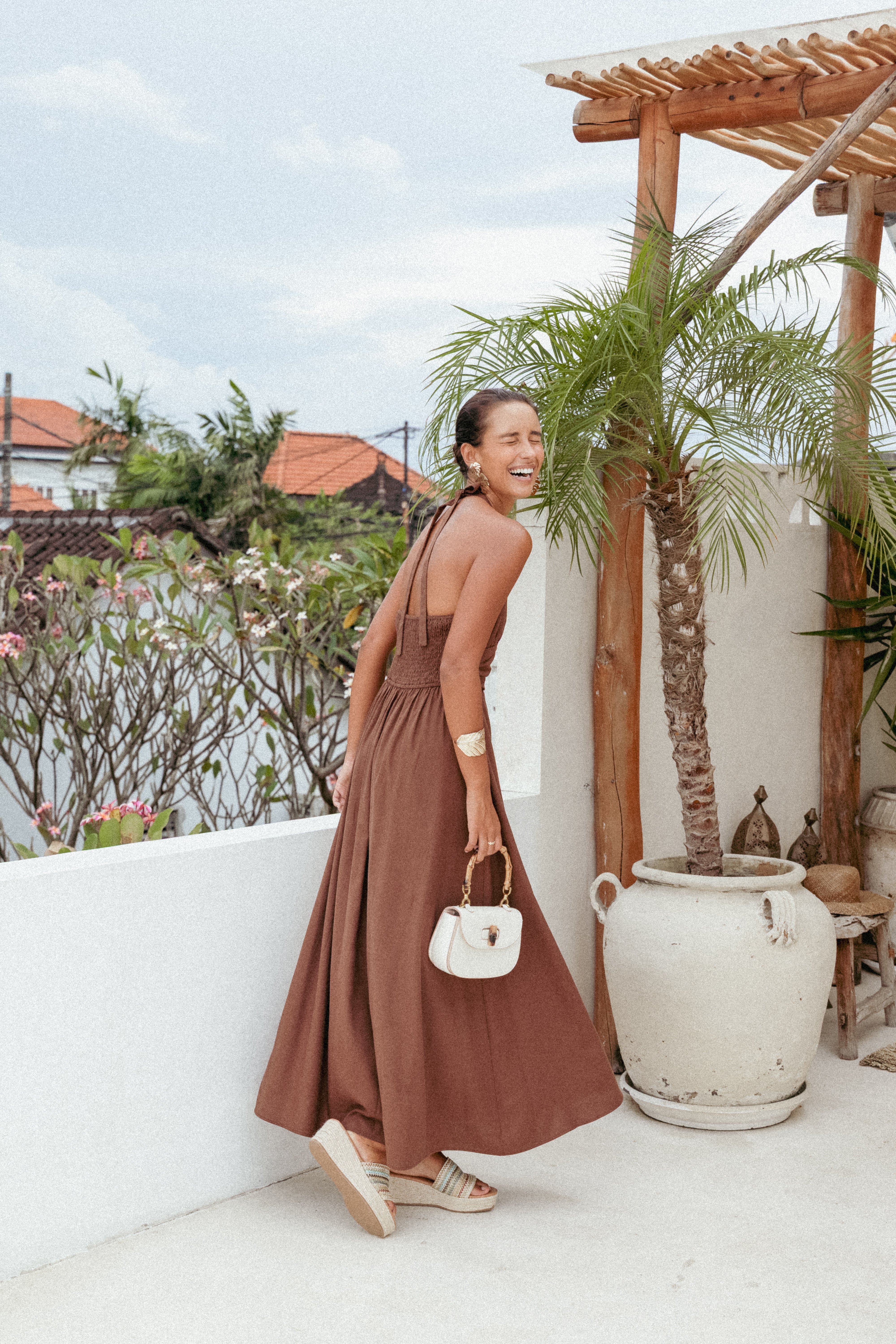 Marie Halterneck Maxi Dress - Chocolate-Ladys Street