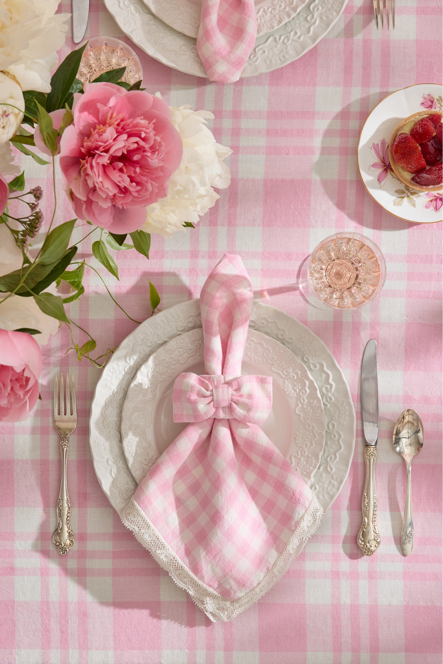 Yarn Dye Gingham Bow Napkin Rings - Set of 4-Charming Rule