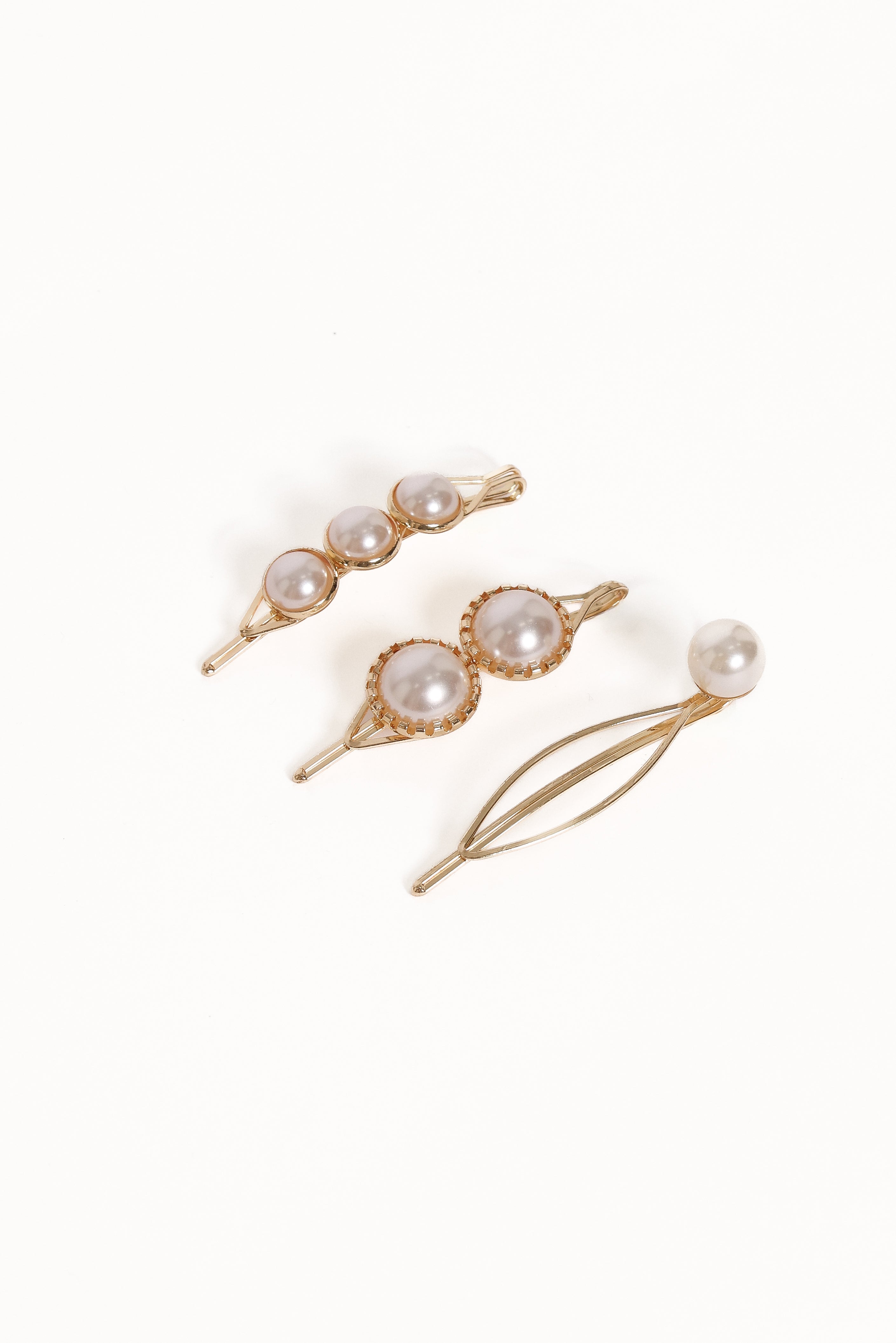 Henrietta Hair Clip Set - Gold/Pearl-Ladys Street