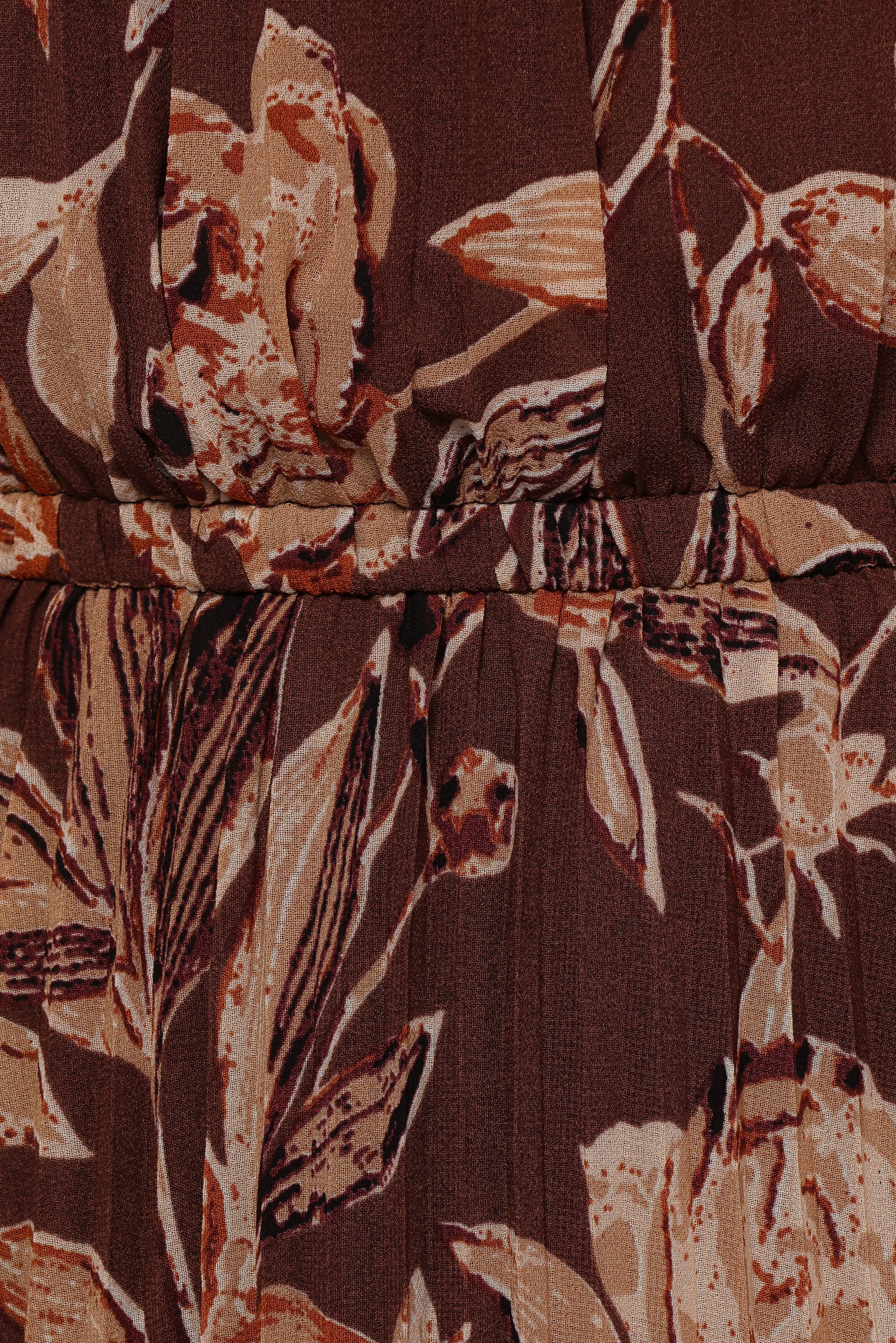 Hilary Pleated Maxi Dress - Brown Floral-Ladys Street