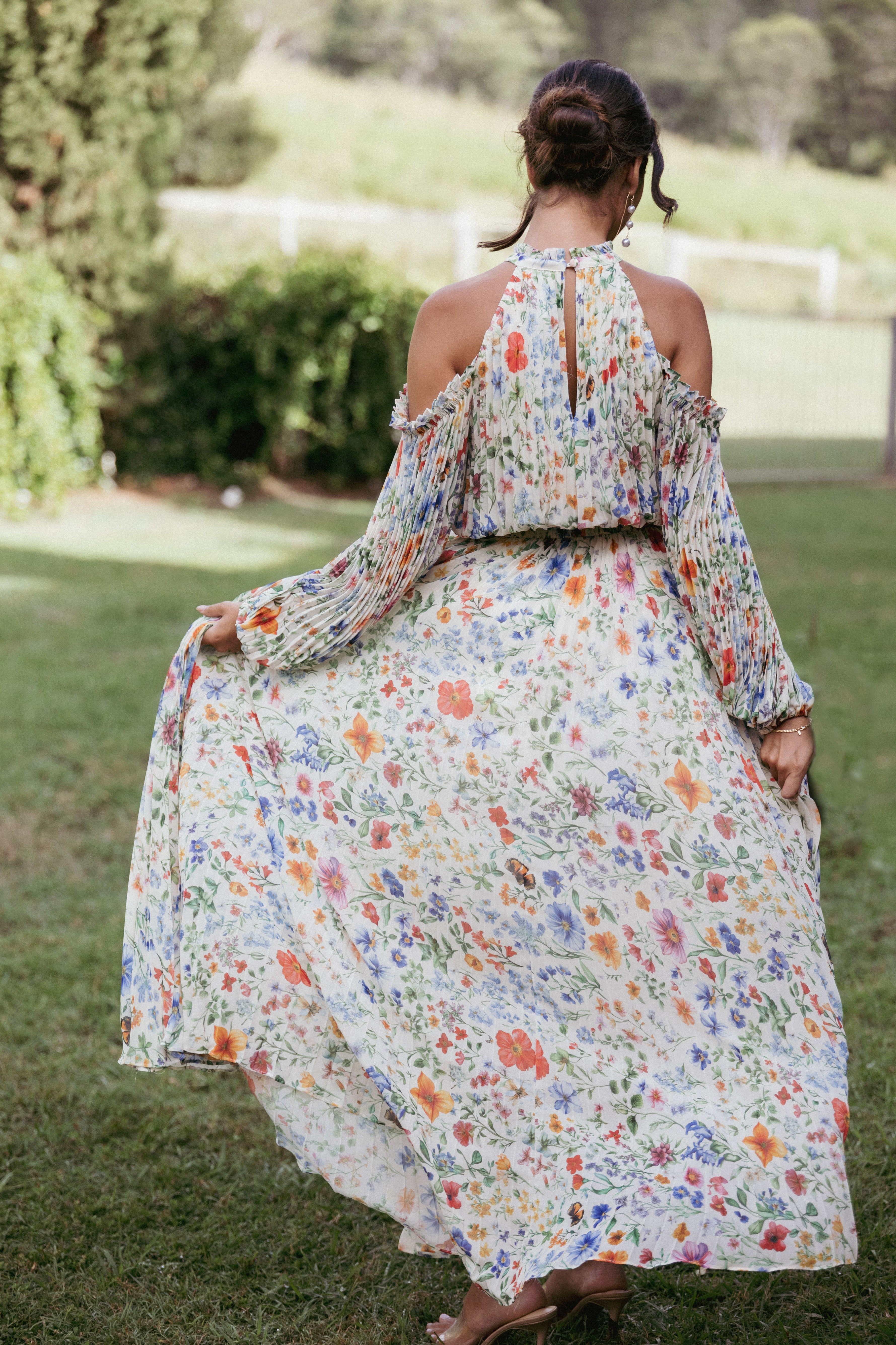 Hilary Pleated Maxi Dress - Garden Floral-Ladys Street