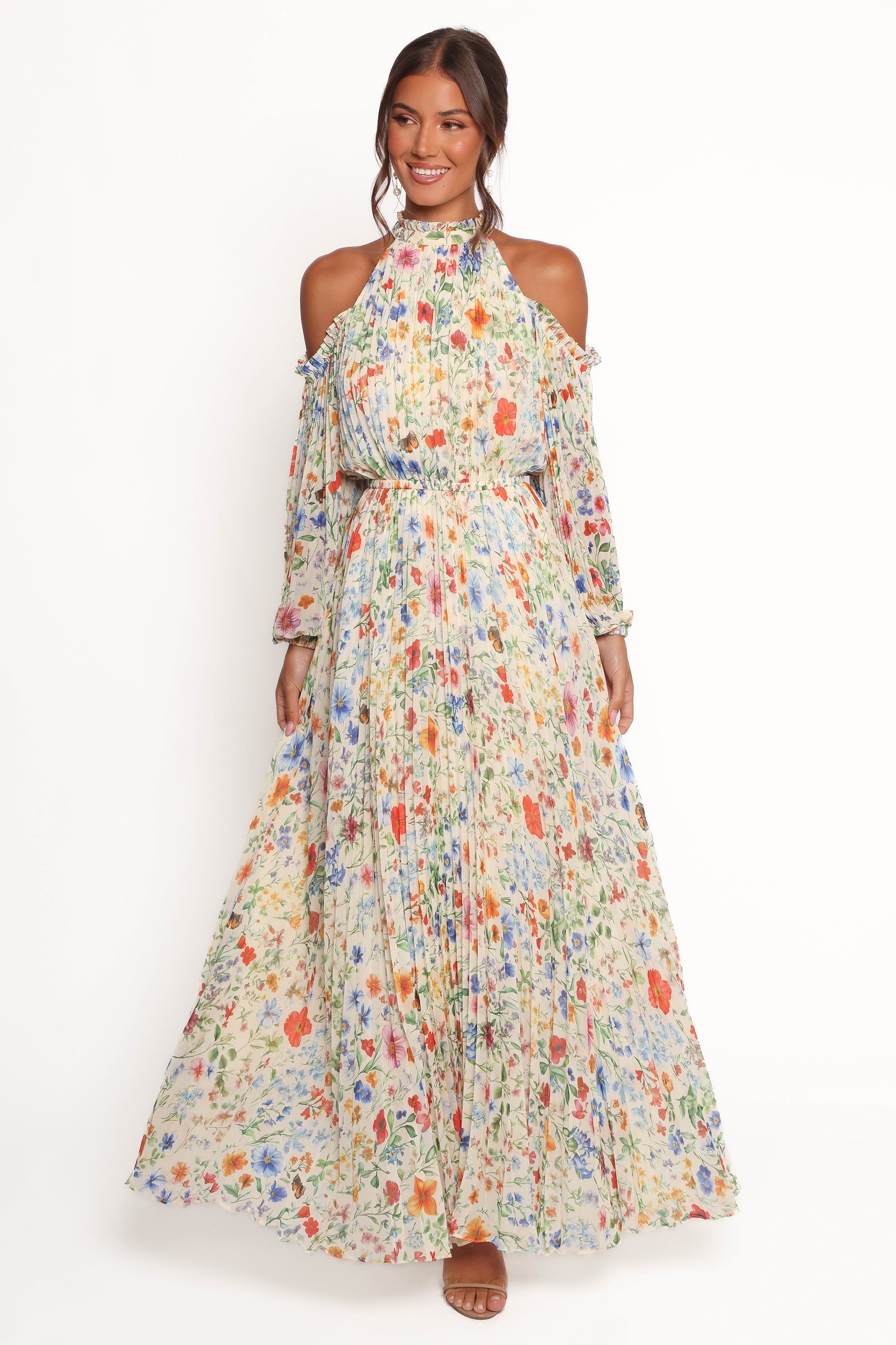 Hilary Pleated Maxi Dress - Garden Floral-Ladys Street
