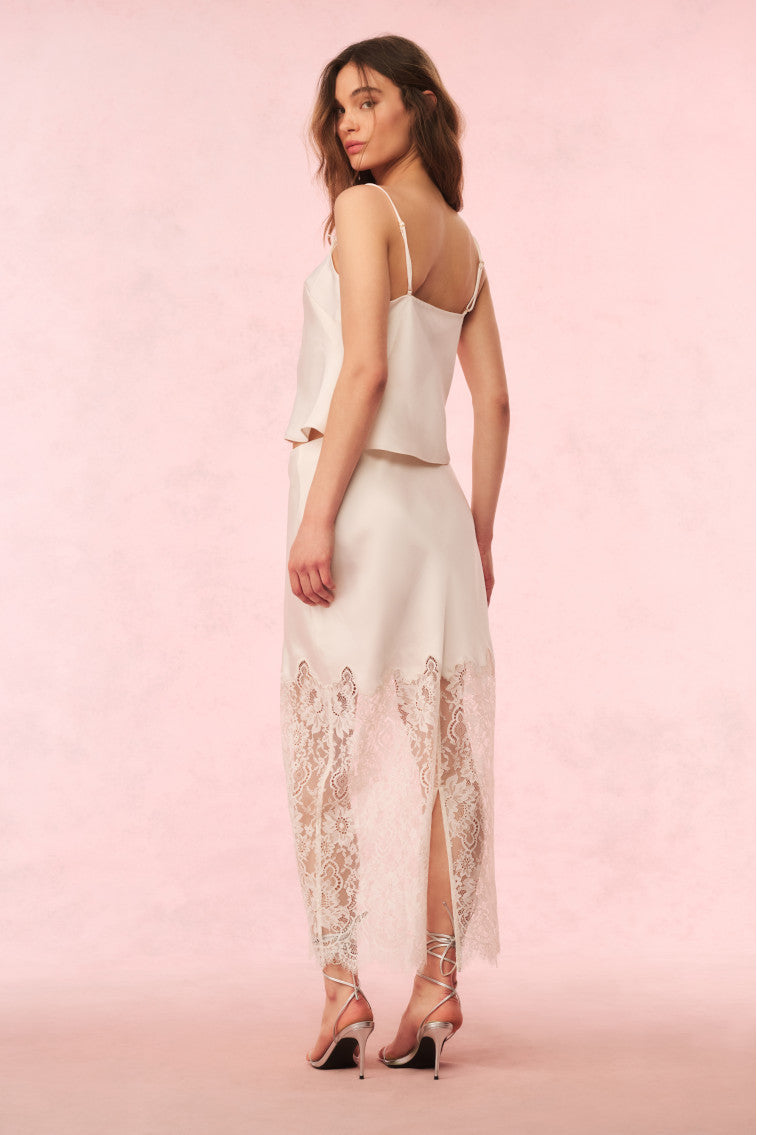 Ilene Satin Lace Maxi Skirt-Charming Rule