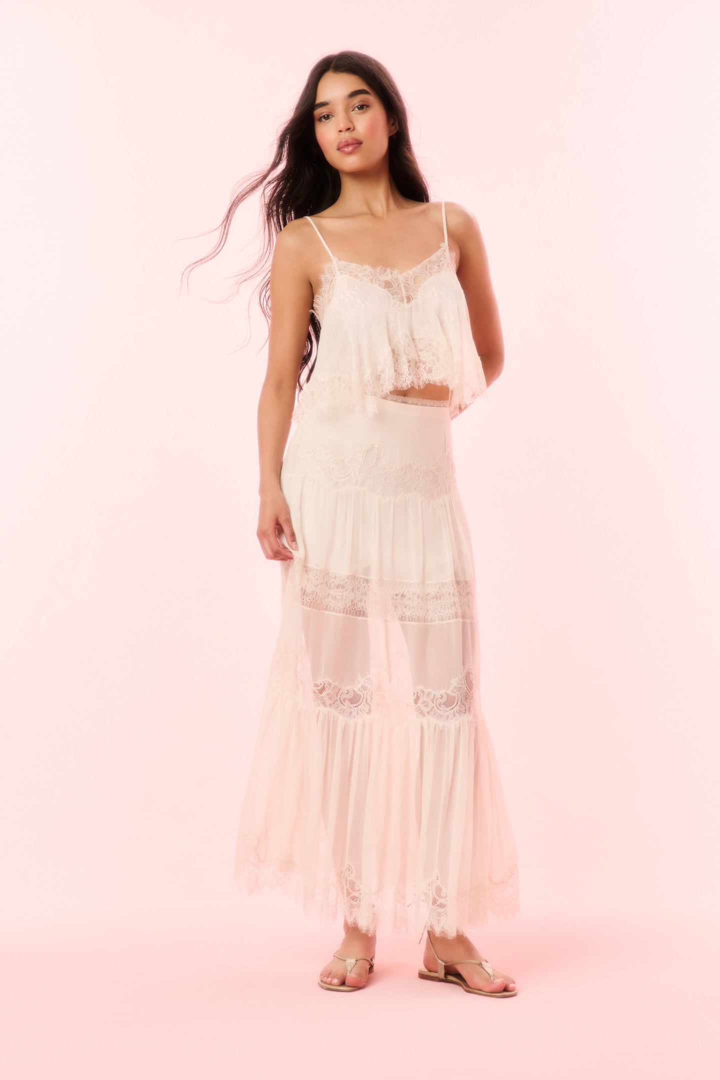 Aureline Silk Lace Maxi Skirt-Charming Rule