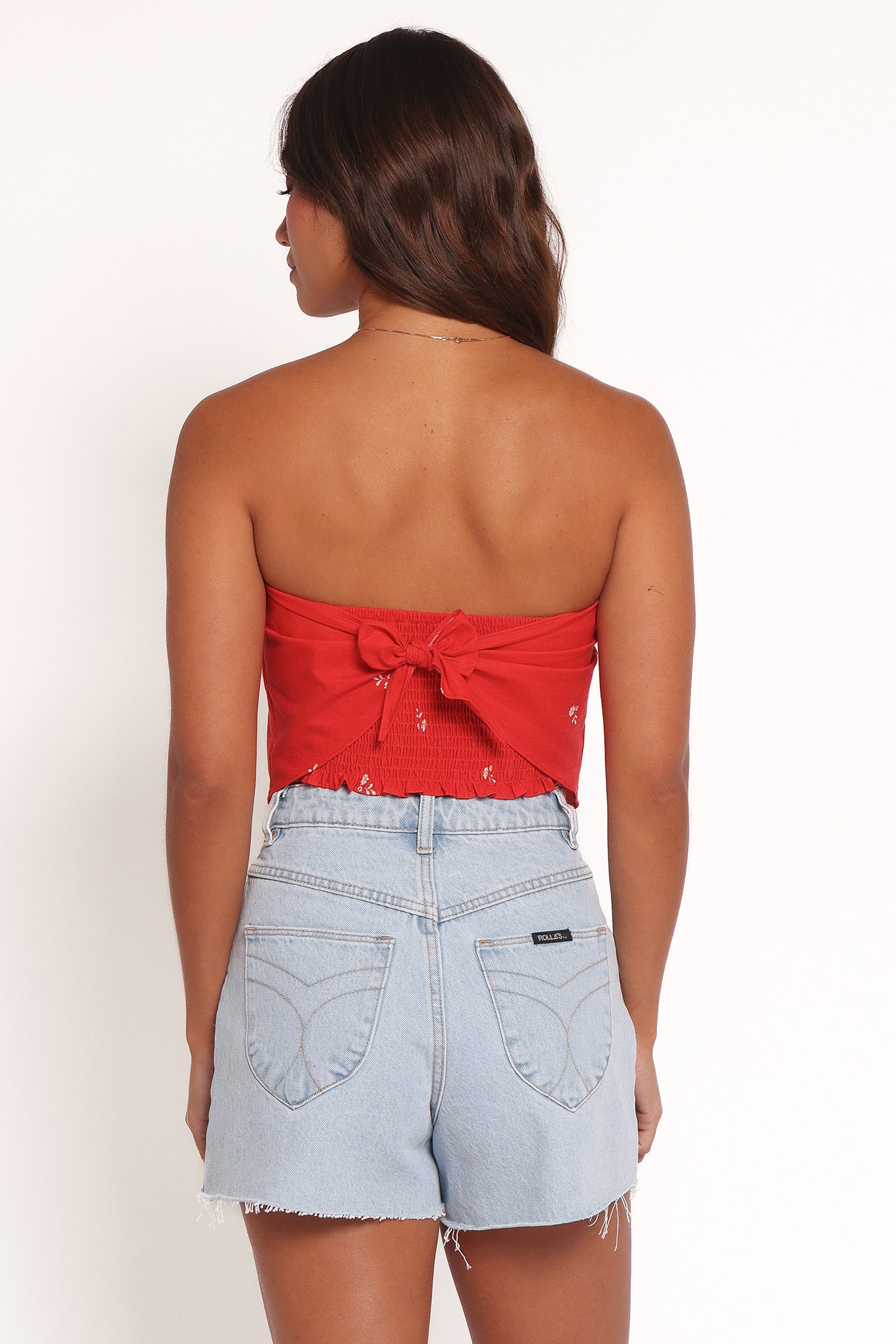 Ilara Strapless Top - Red Floral-Ladys Street