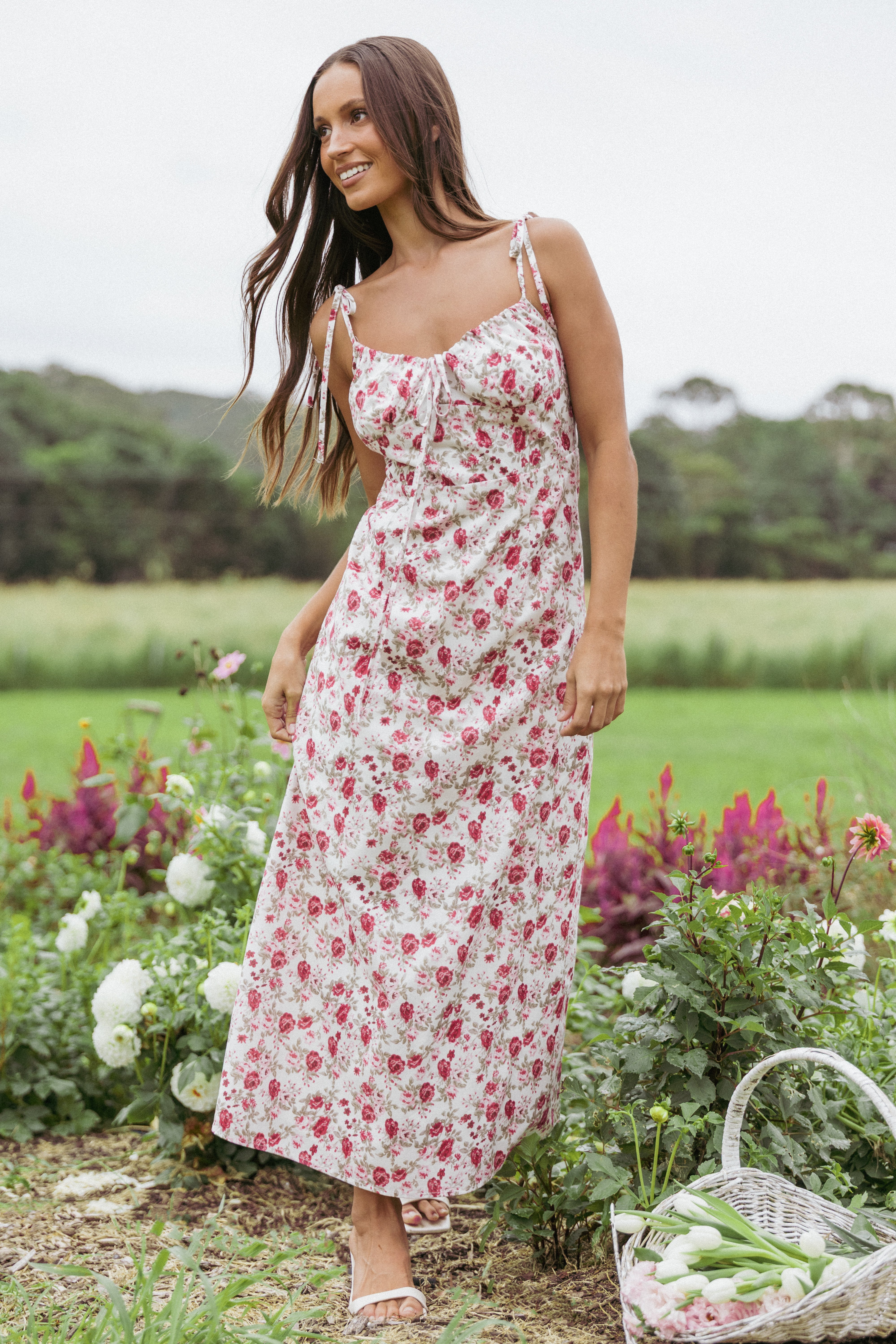 Imelda Midi Dress - Rose Print-Ladys Street