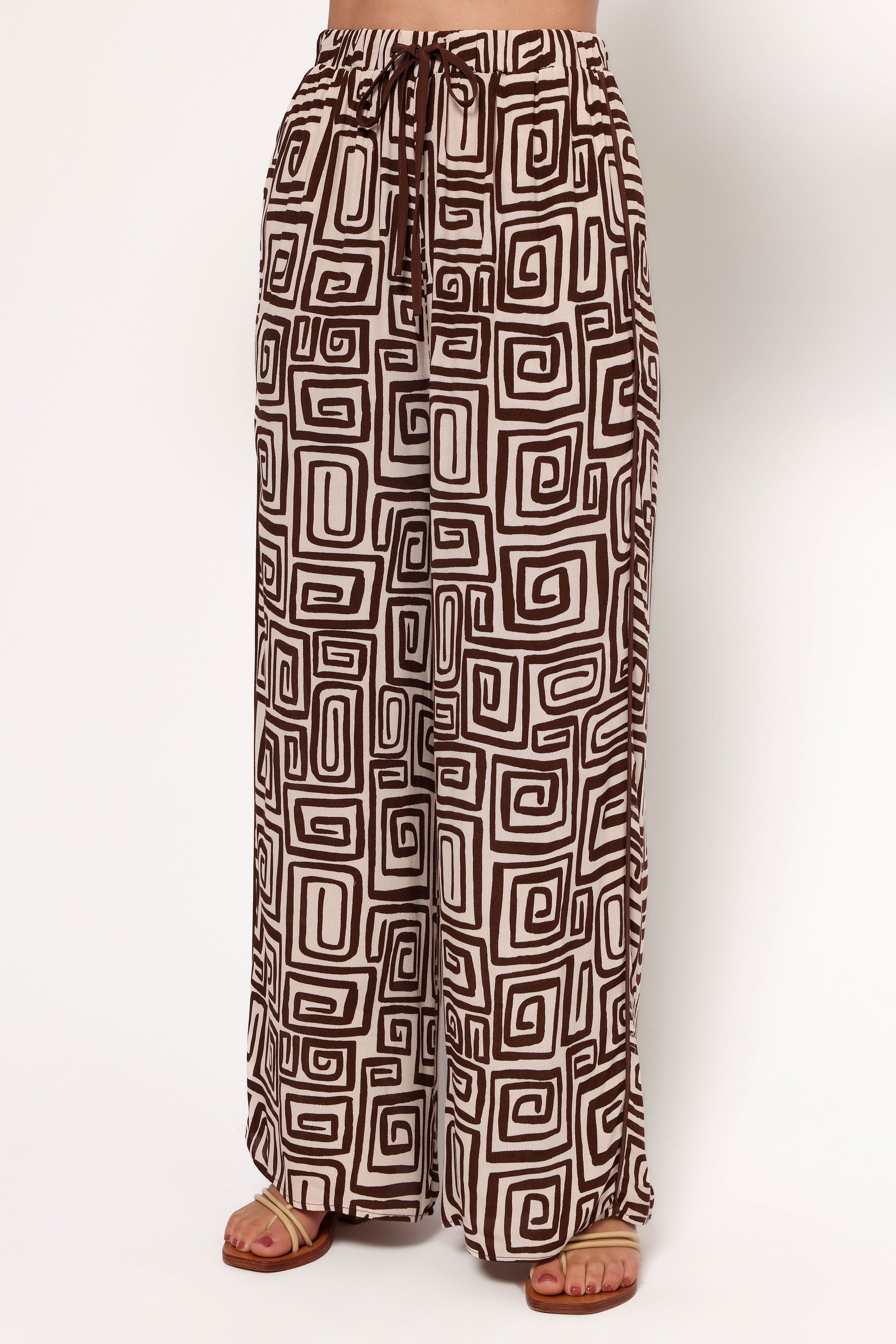 Imogen Pant - Chocolate Brown Print-Ladys Street