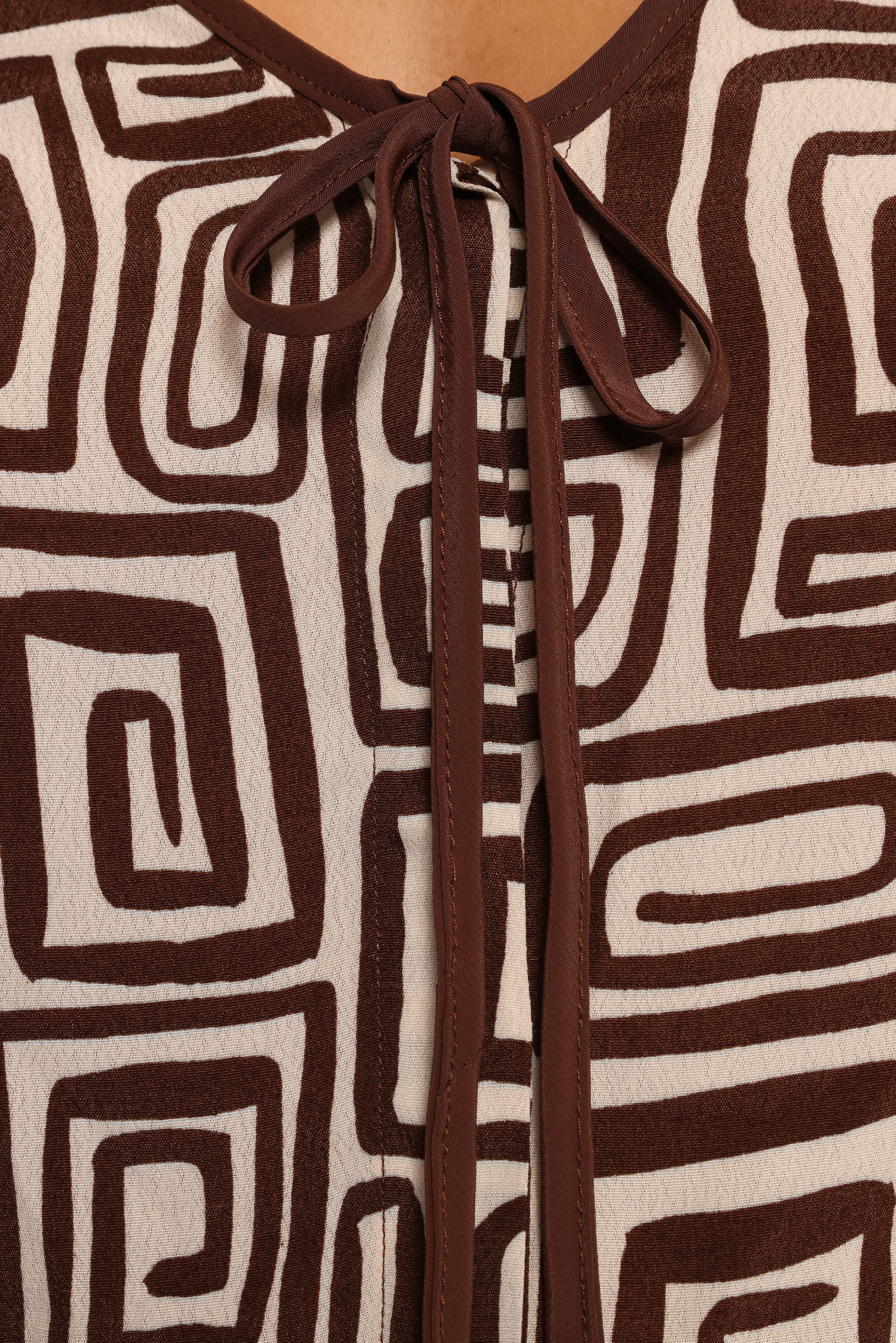 Imogen Top - Chocolate Brown Print-Ladys Street