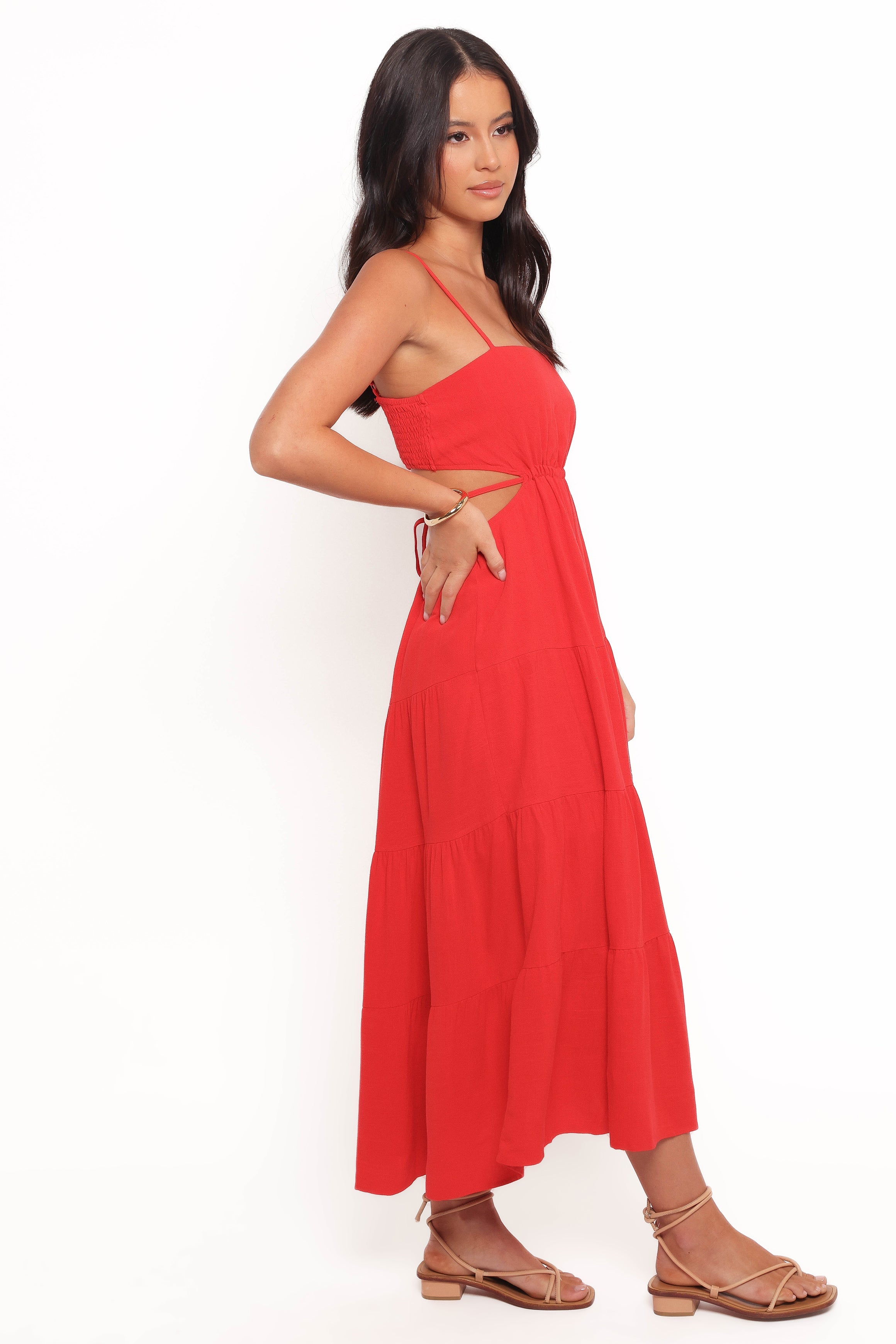 Indra Midi Dress - Red-Ladys Street