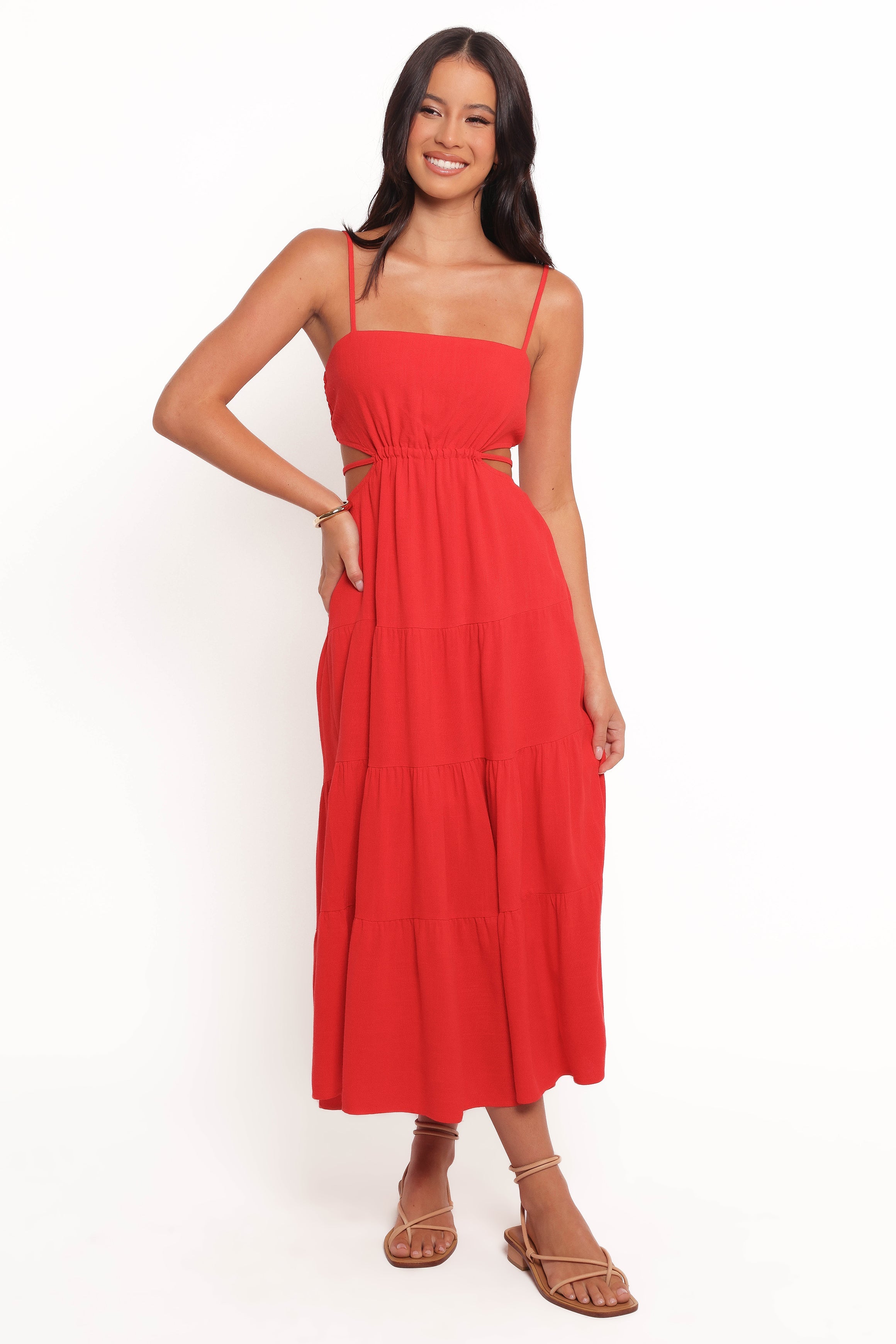 Indra Midi Dress - Red-Ladys Street