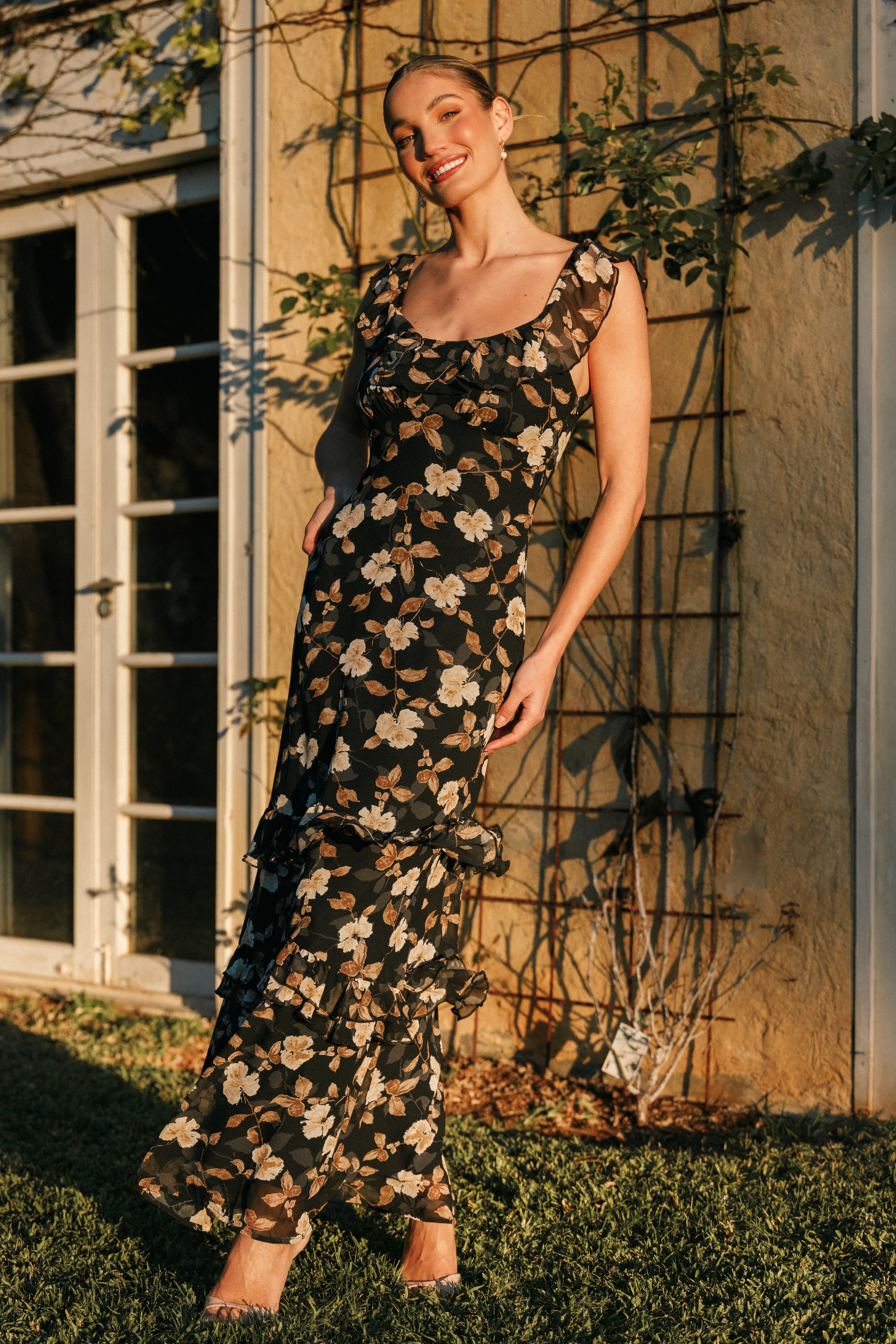 Irelynn Maxi Dress - Black Floral-Ladys Street