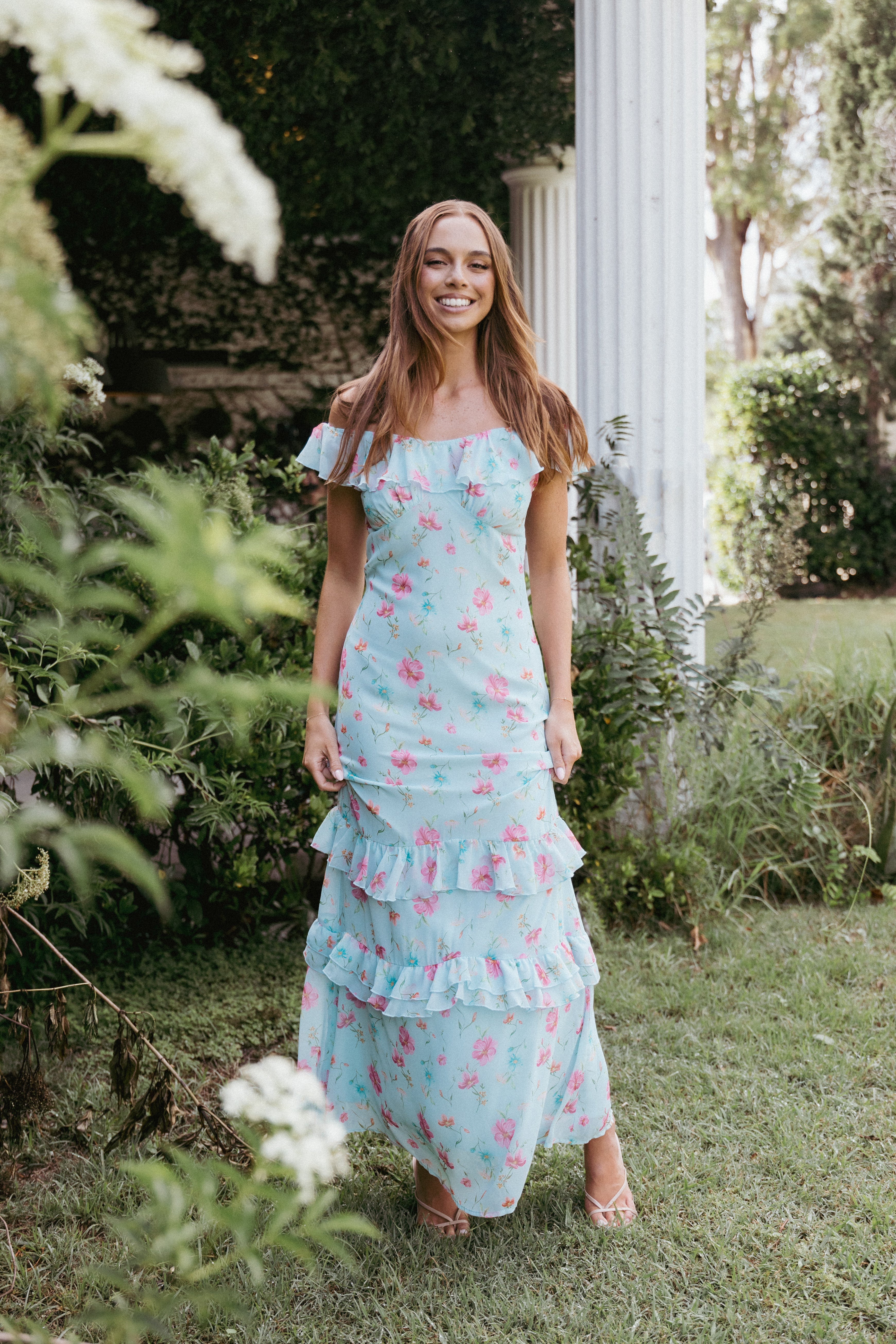 Irelynn Maxi Dress - Blue Floral-Ladys Street