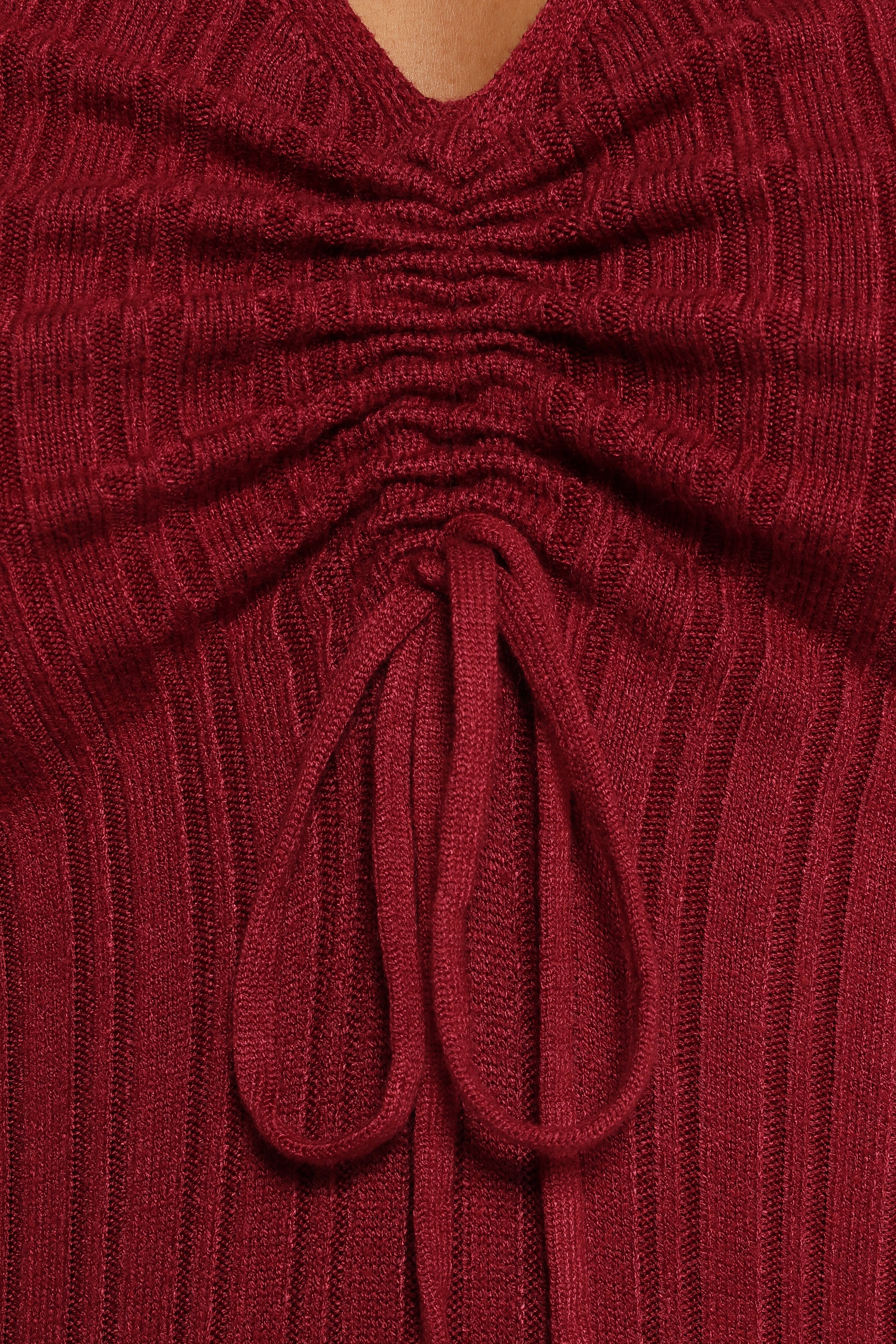 Irene Long Sleeve Midi Dress - Wine-Ladys Street