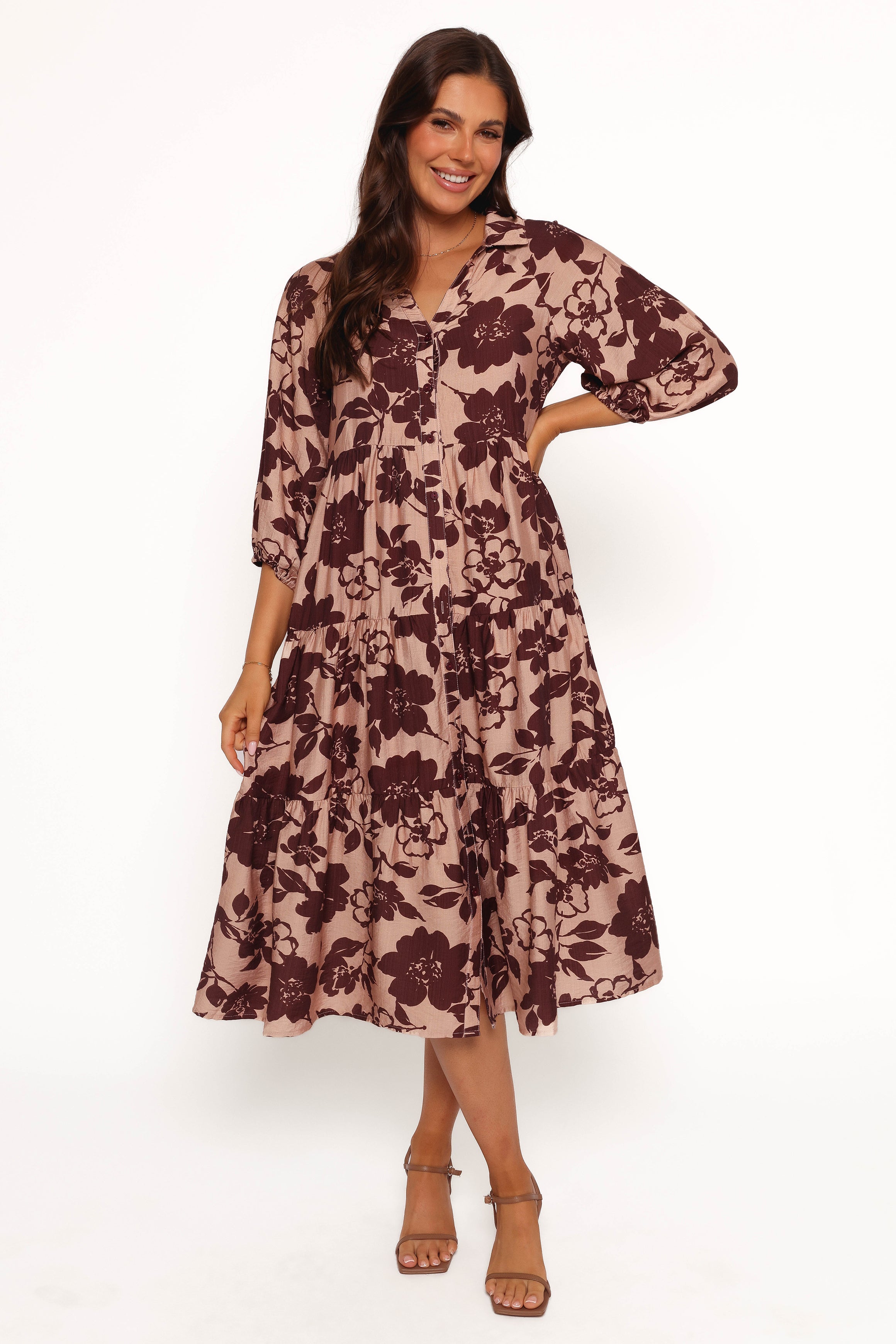 Isaac Maxi Dress - Brown Floral-Ladys Street