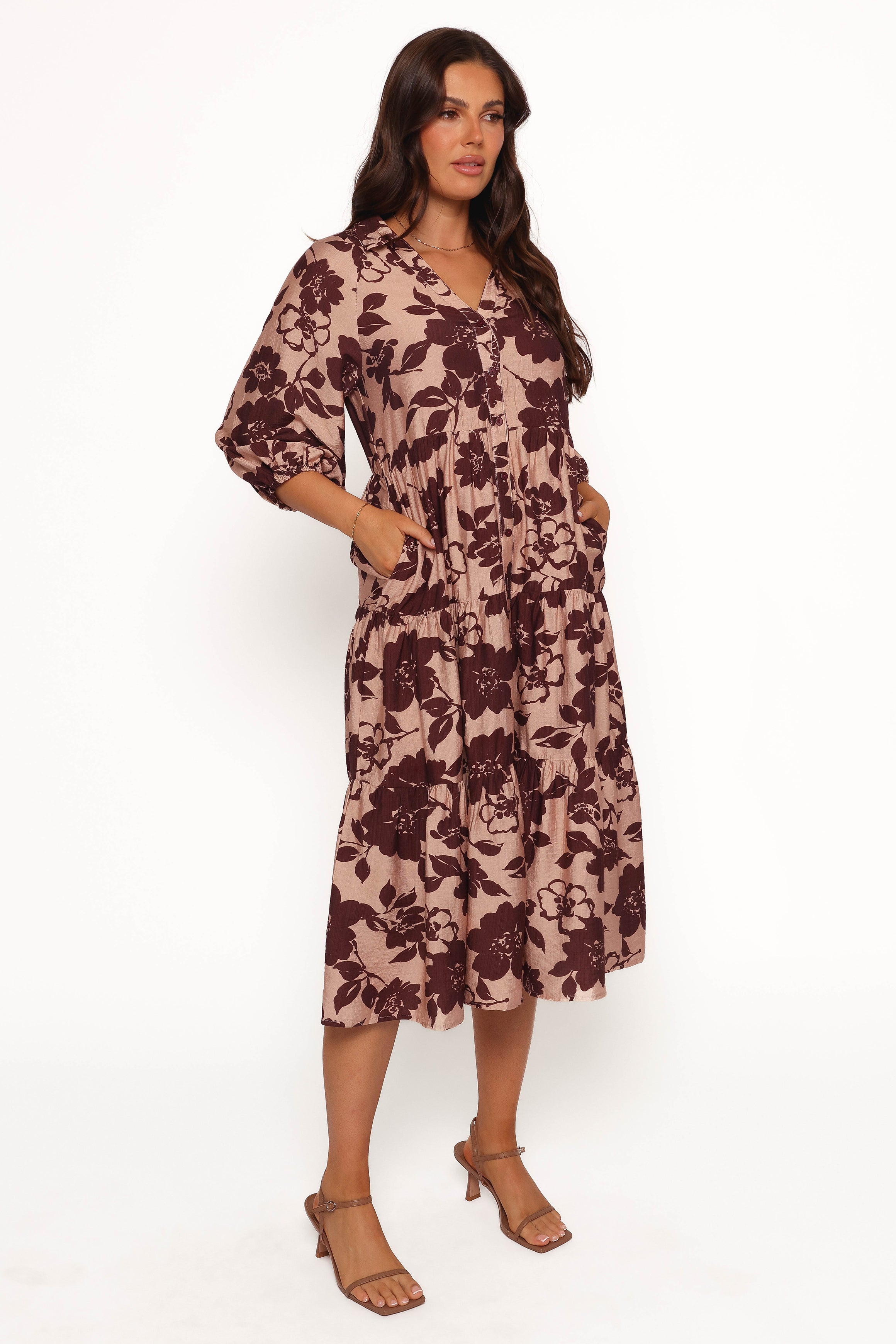 Isaac Maxi Dress - Brown Floral-Ladys Street