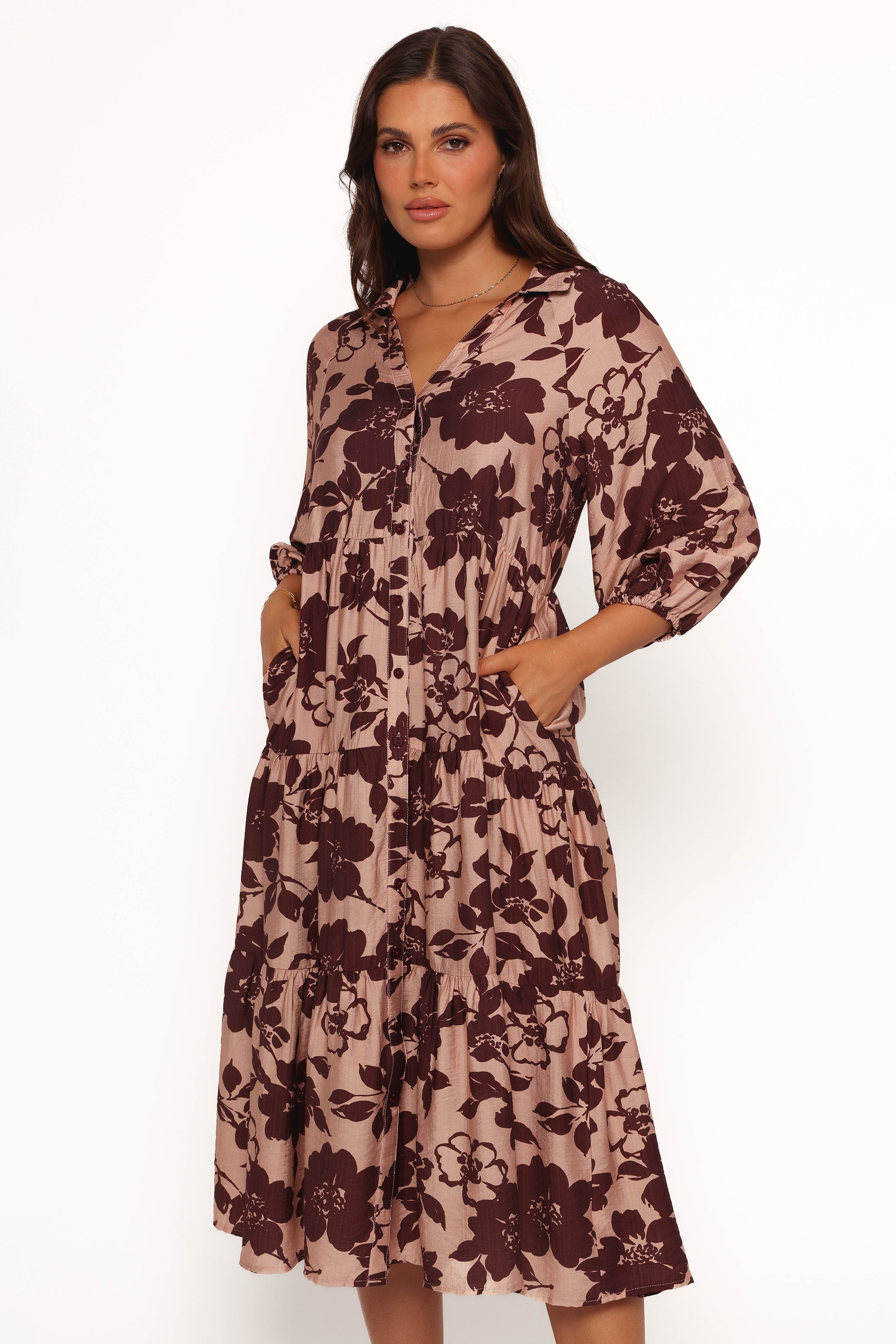 Isaac Maxi Dress - Brown Floral-Ladys Street