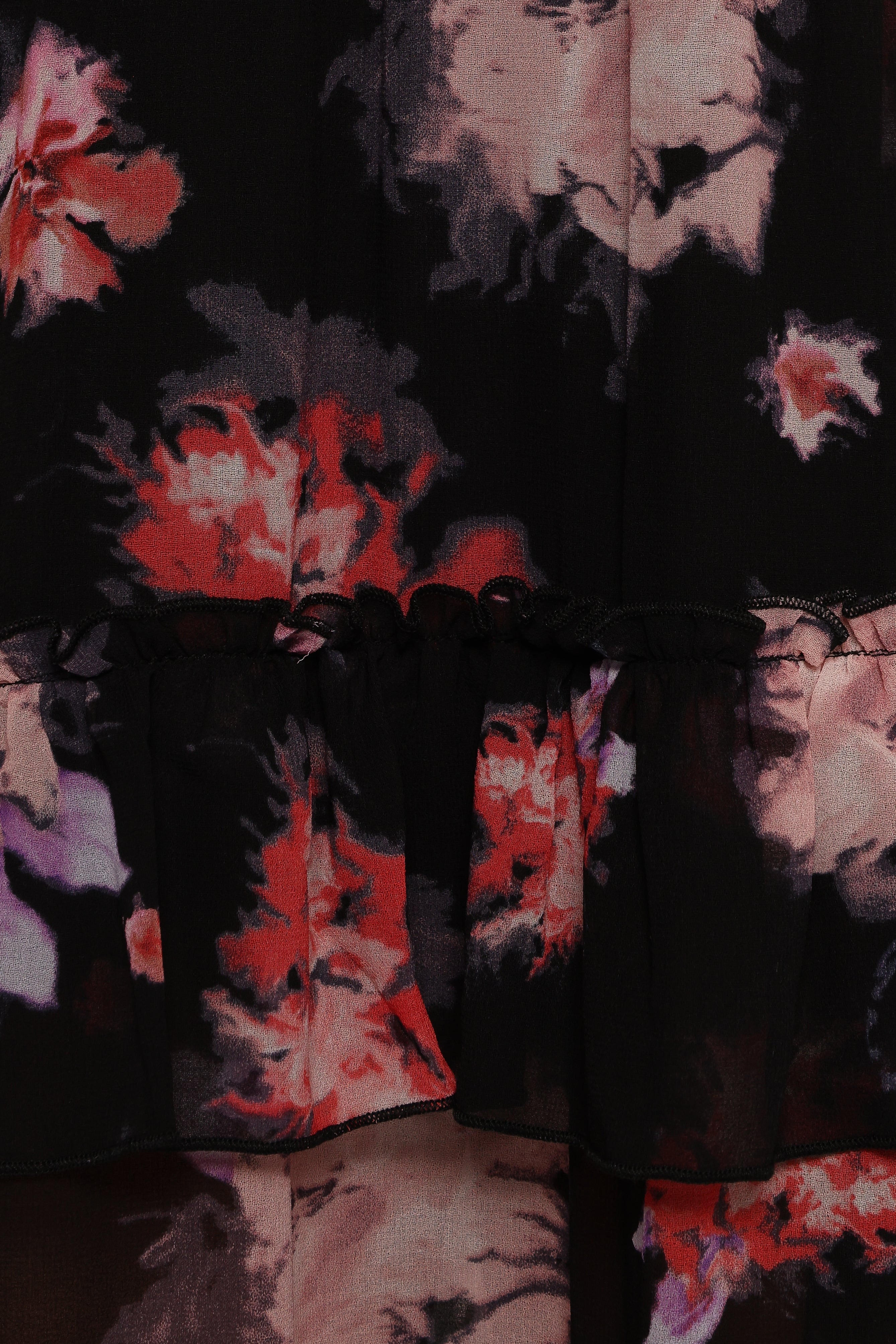 Isadora Long Sleeve Maxi Dress - Black Blurred Floral-Ladys Street