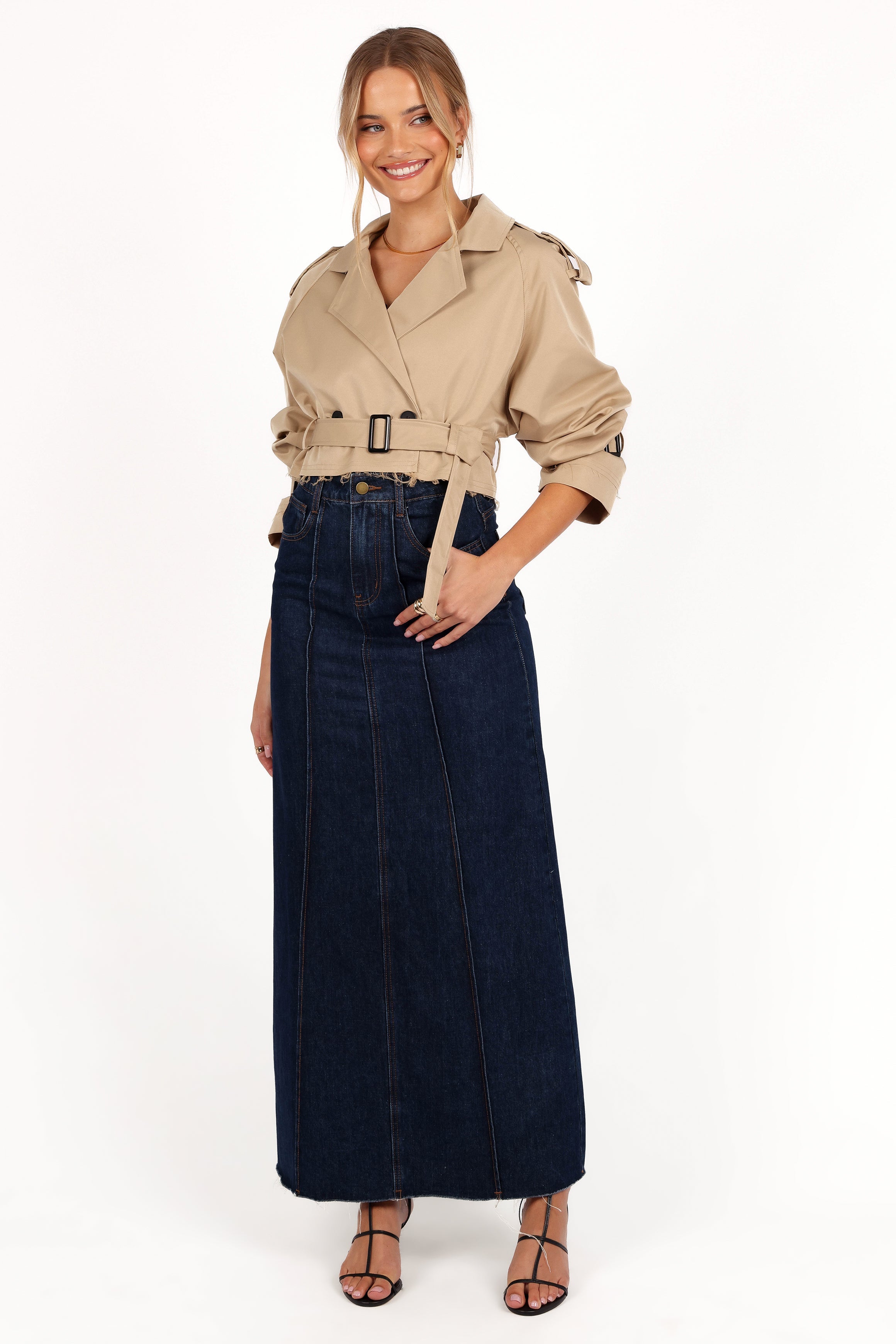 Izzi Crop Trench Jacket - Tan-Ladys Street