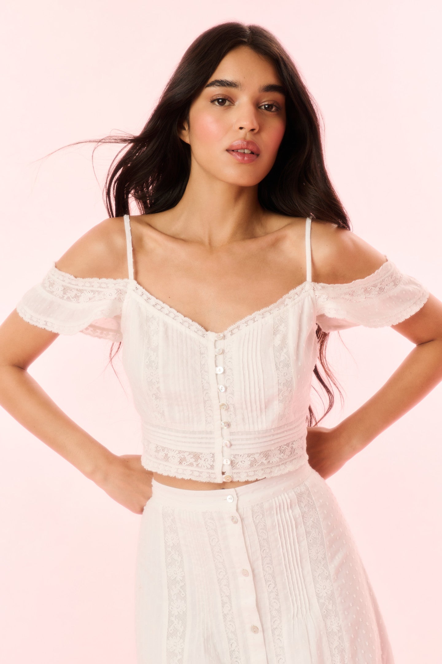 Jenae Cotton Off-The-Shoulder Crop Top-Charming Rule
