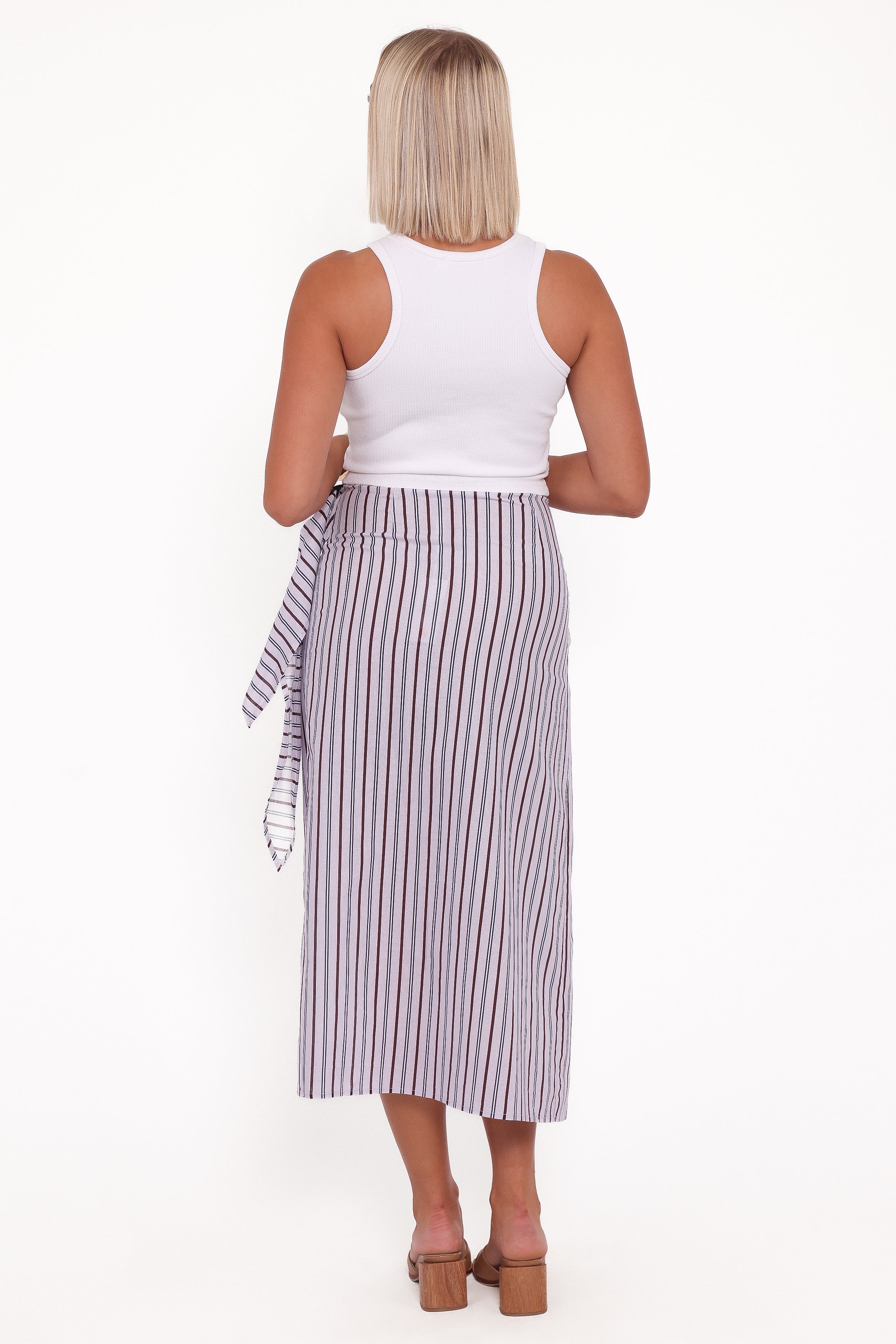 Jacey Wrap Midi Skirt - Midnight Stripe-Ladys Street