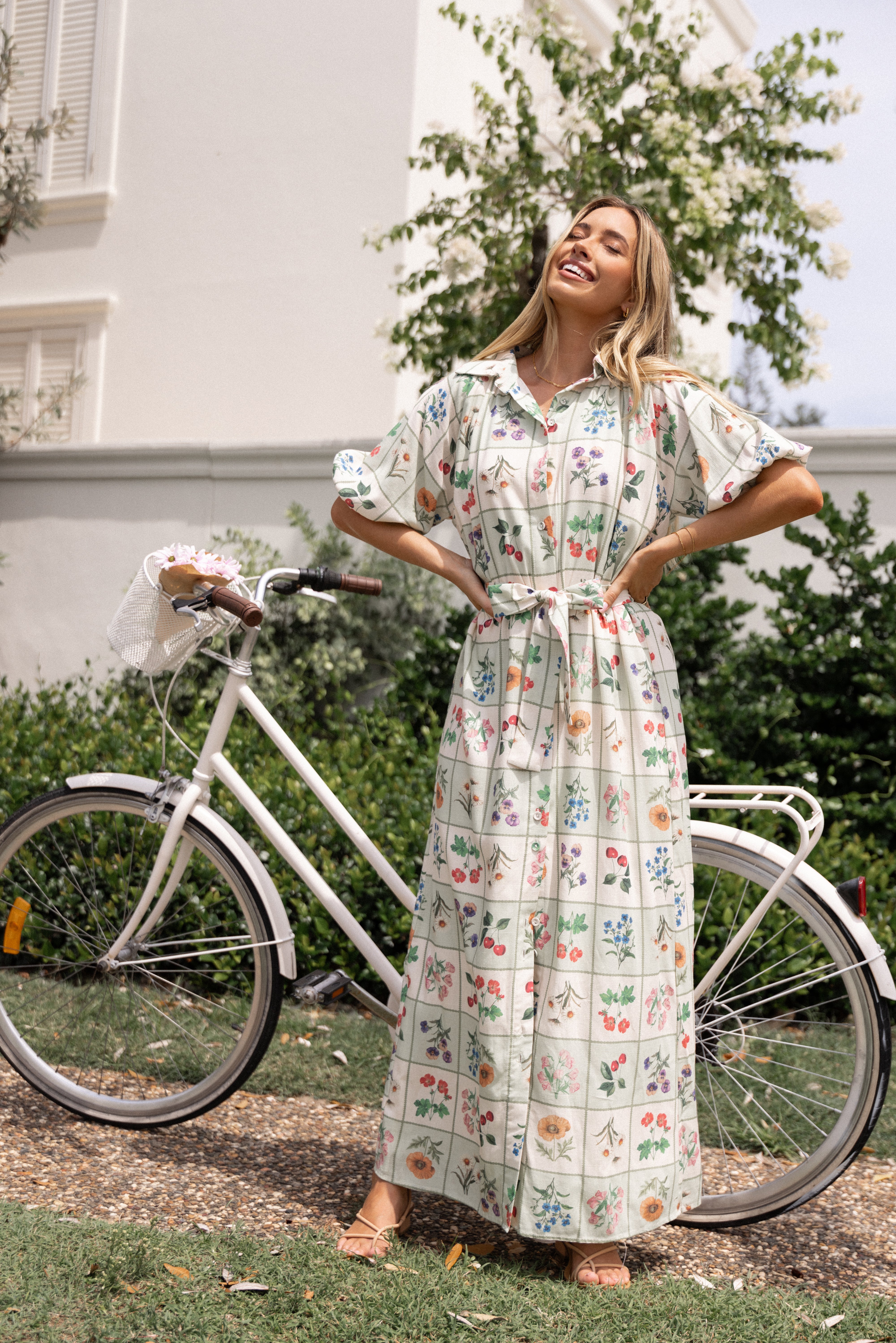 James Button Through Maxi Dress - Flower Market-Ladys Street