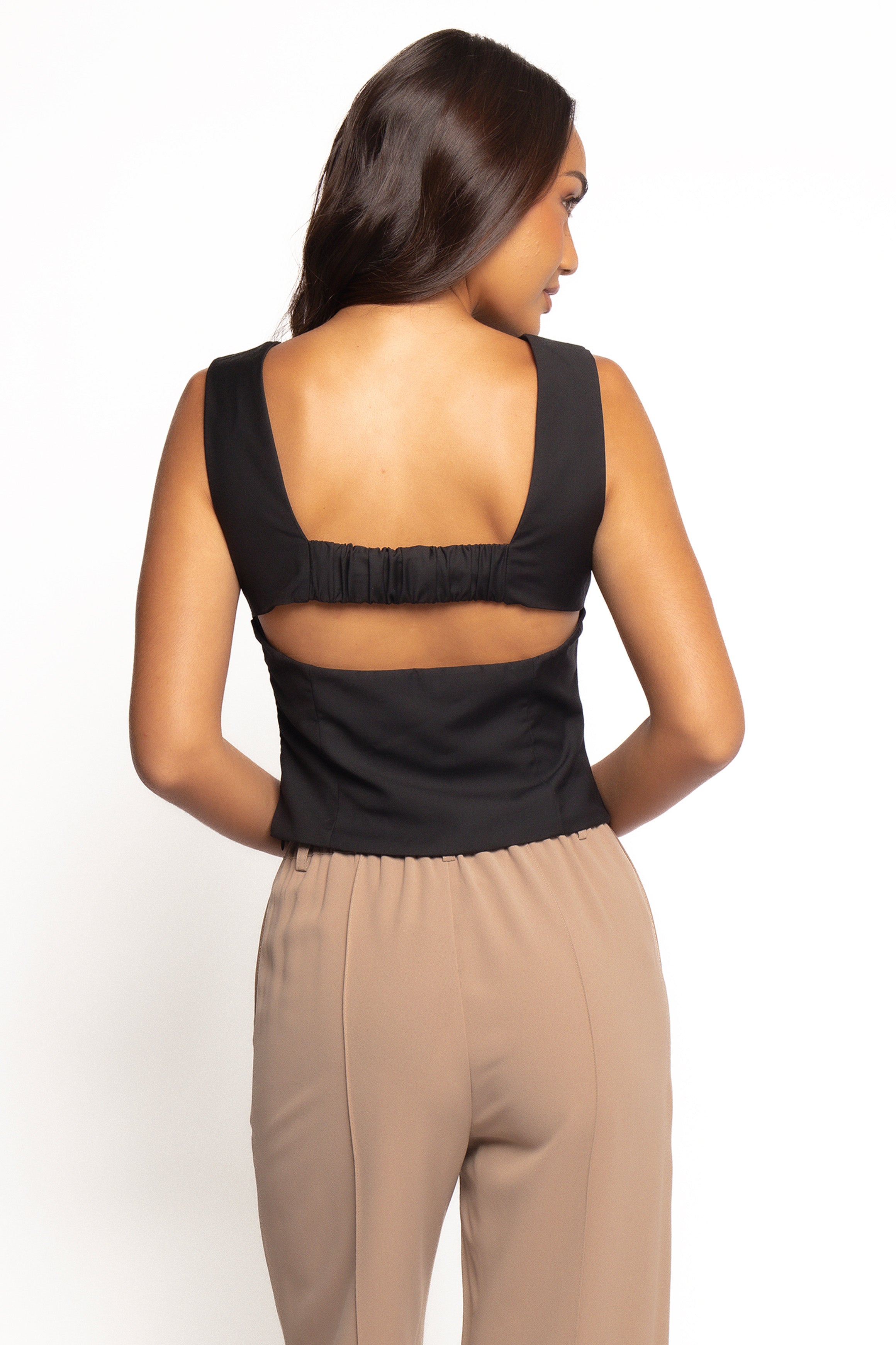 Janaina Open Back Top - Black-Ladys Street