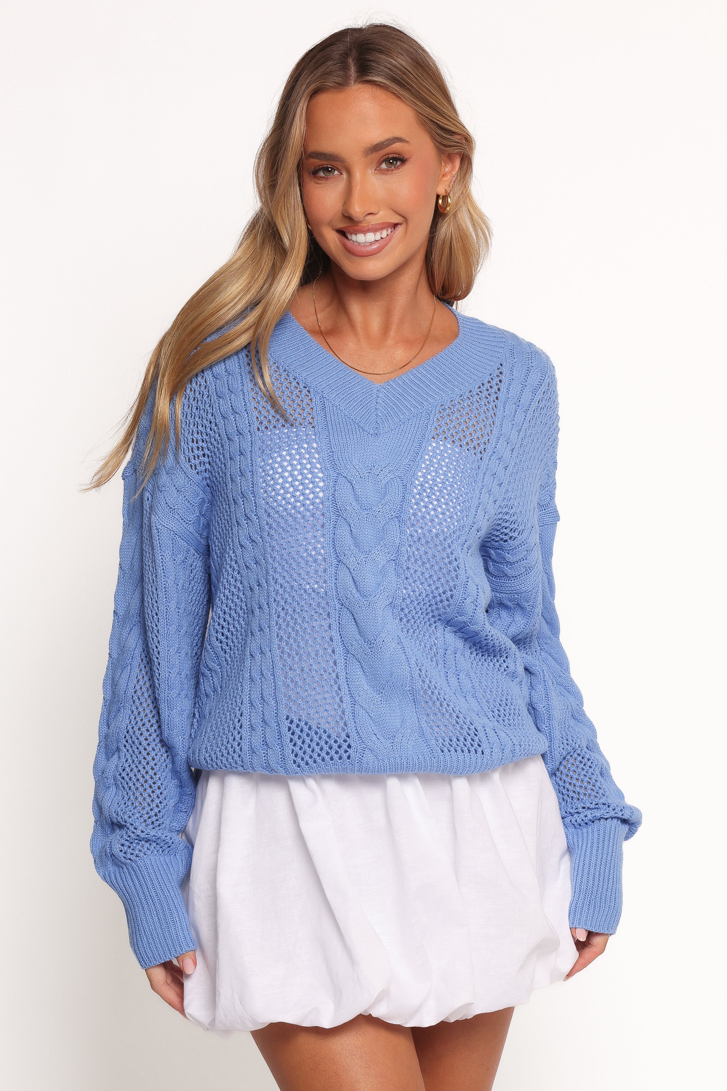 Janie Knit Sweater - Blue-Ladys Street