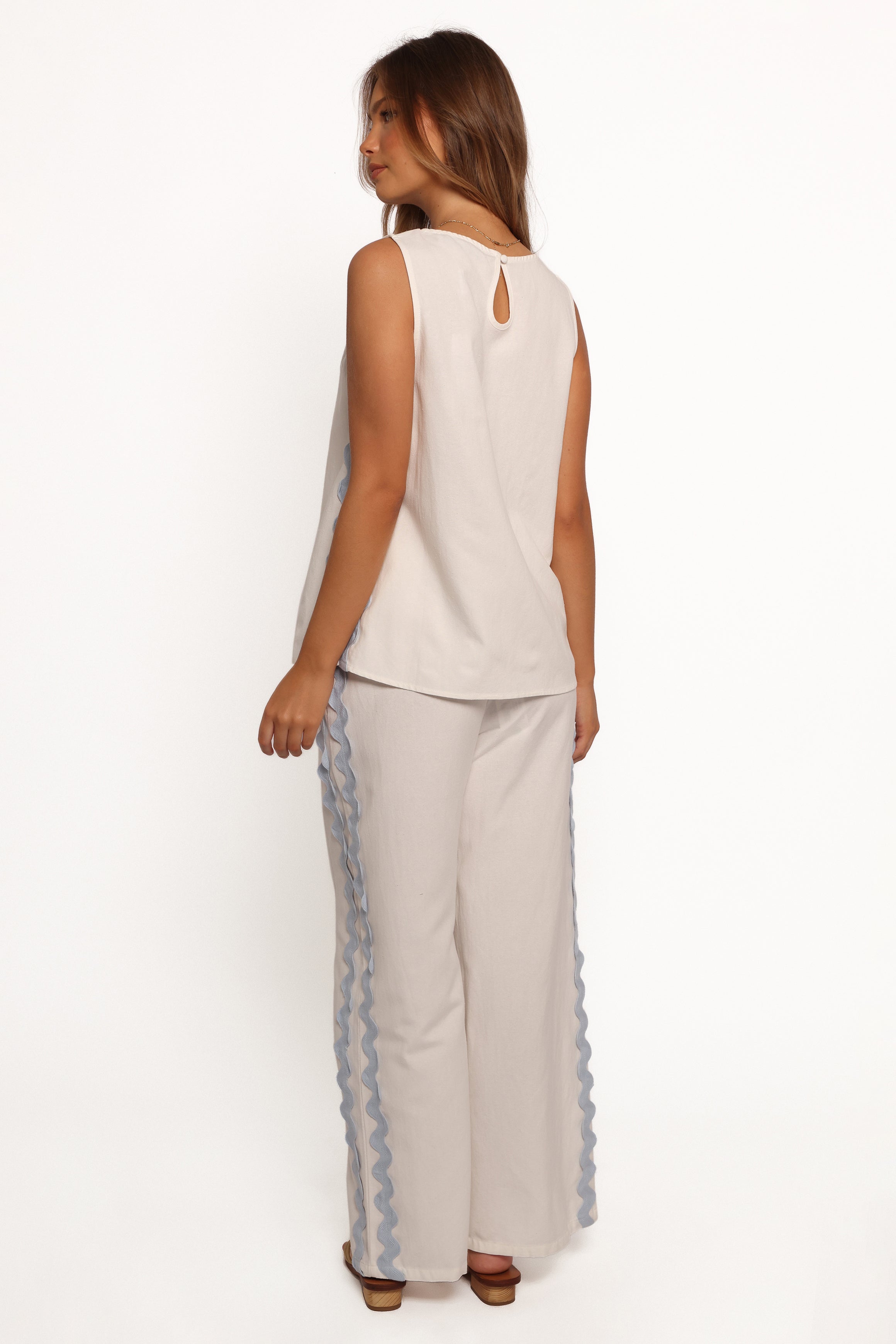 Jasinta Pants - Cream Blue-Ladys Street