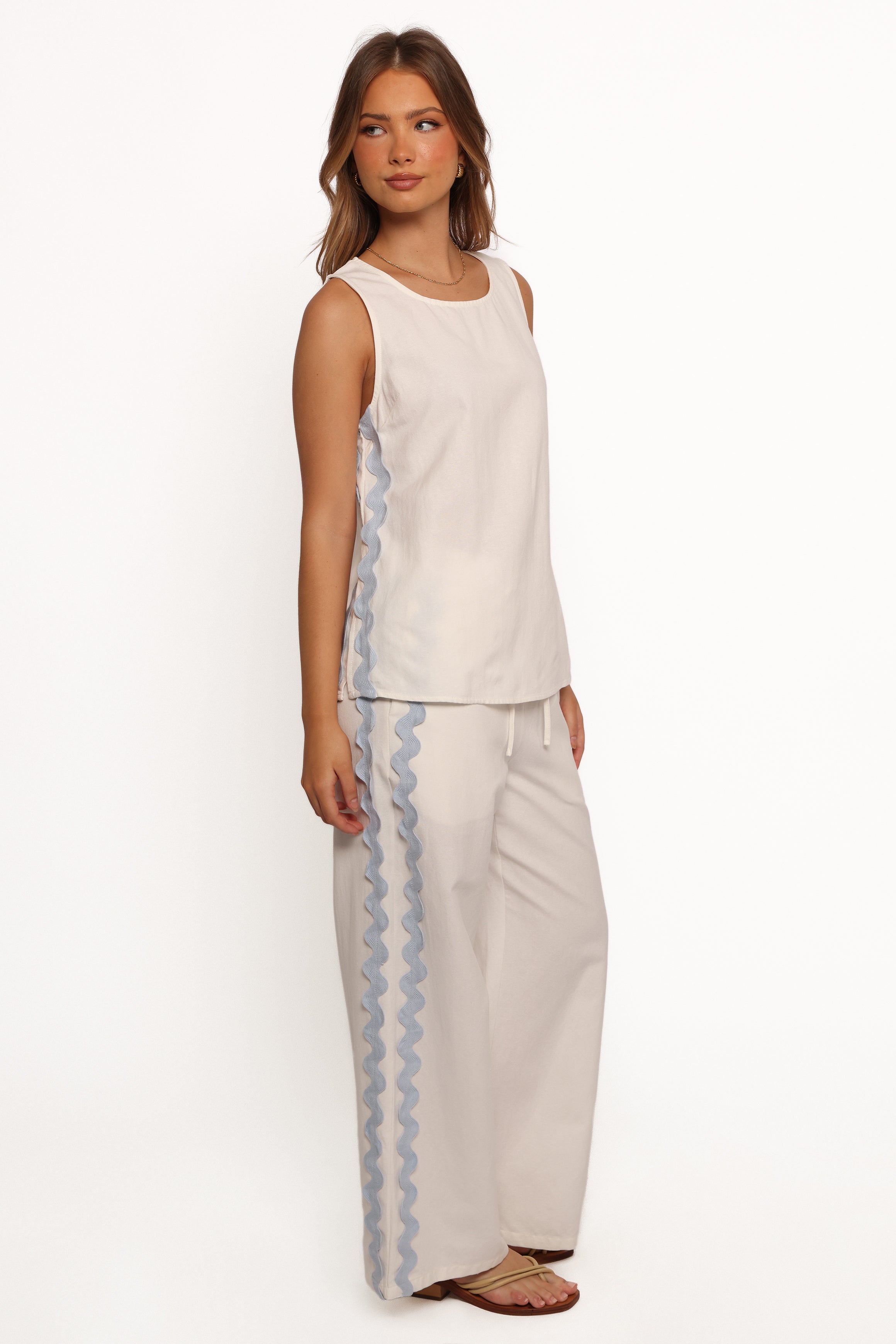 Jasinta Pants - Cream Blue-Ladys Street